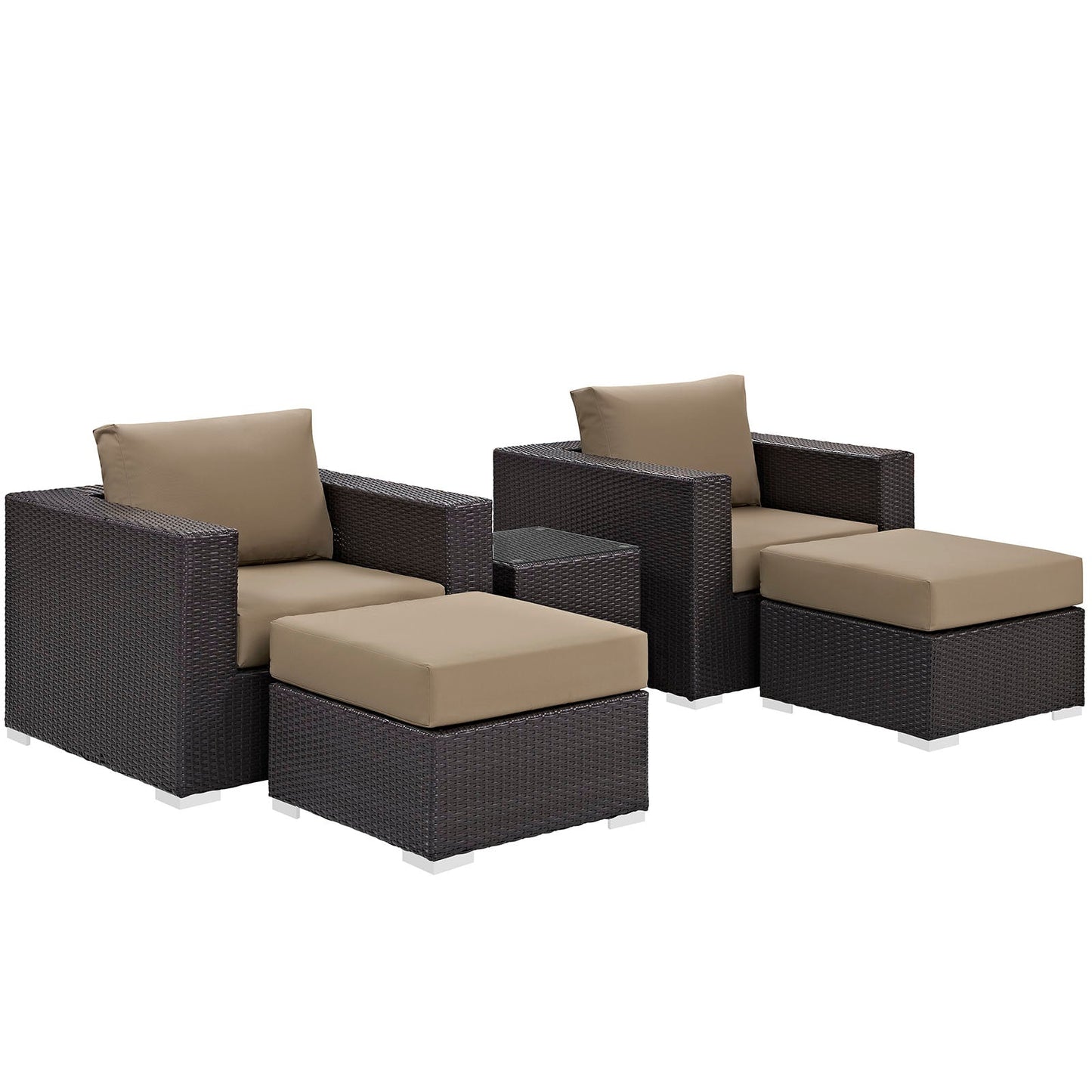 Convene 5 Piece Outdoor Patio Sectional Set Espresso Mocha EEI-2201-EXP-MOC-SET