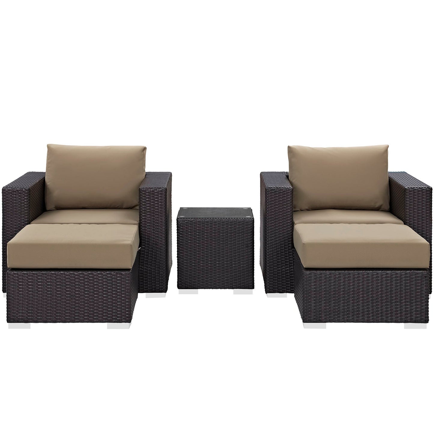 Convene 5 Piece Outdoor Patio Sectional Set Espresso Mocha EEI-2201-EXP-MOC-SET