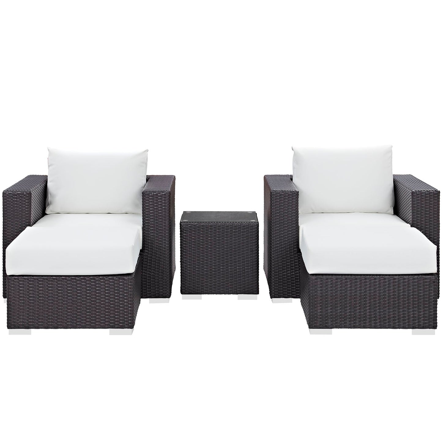 Convene 5 Piece Outdoor Patio Sectional Set Espresso White EEI-2201-EXP-WHI-SET