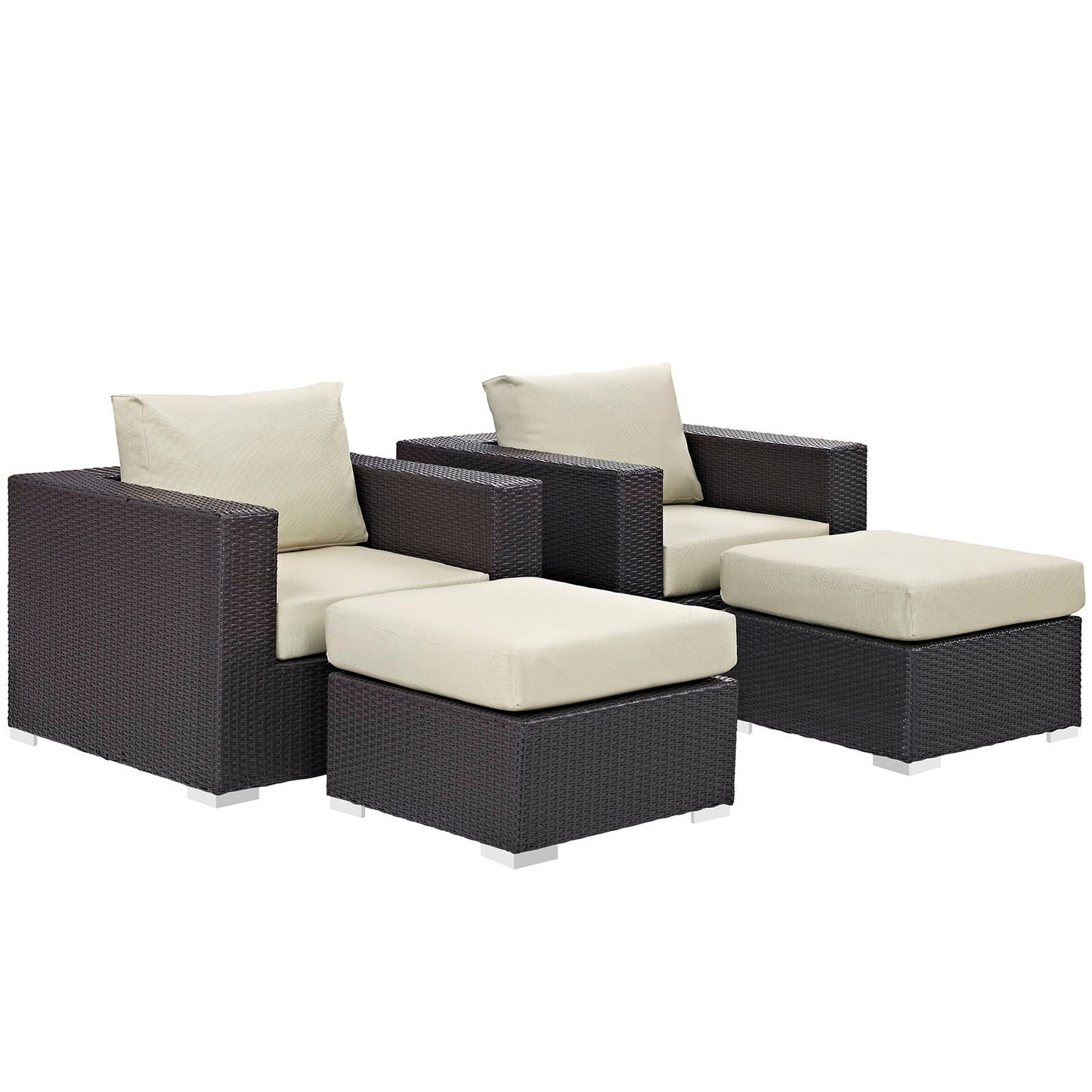 Convene 4 Piece Outdoor Patio Sectional Set Espresso Beige EEI-2202-EXP-BEI-SET