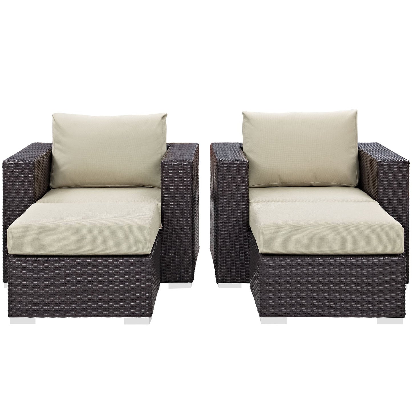 Convene 4 Piece Outdoor Patio Sectional Set Espresso Beige EEI-2202-EXP-BEI-SET