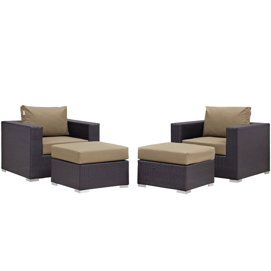 Convene 4 Piece Outdoor Patio Sectional Set Espresso Mocha EEI-2202-EXP-MOC-SET