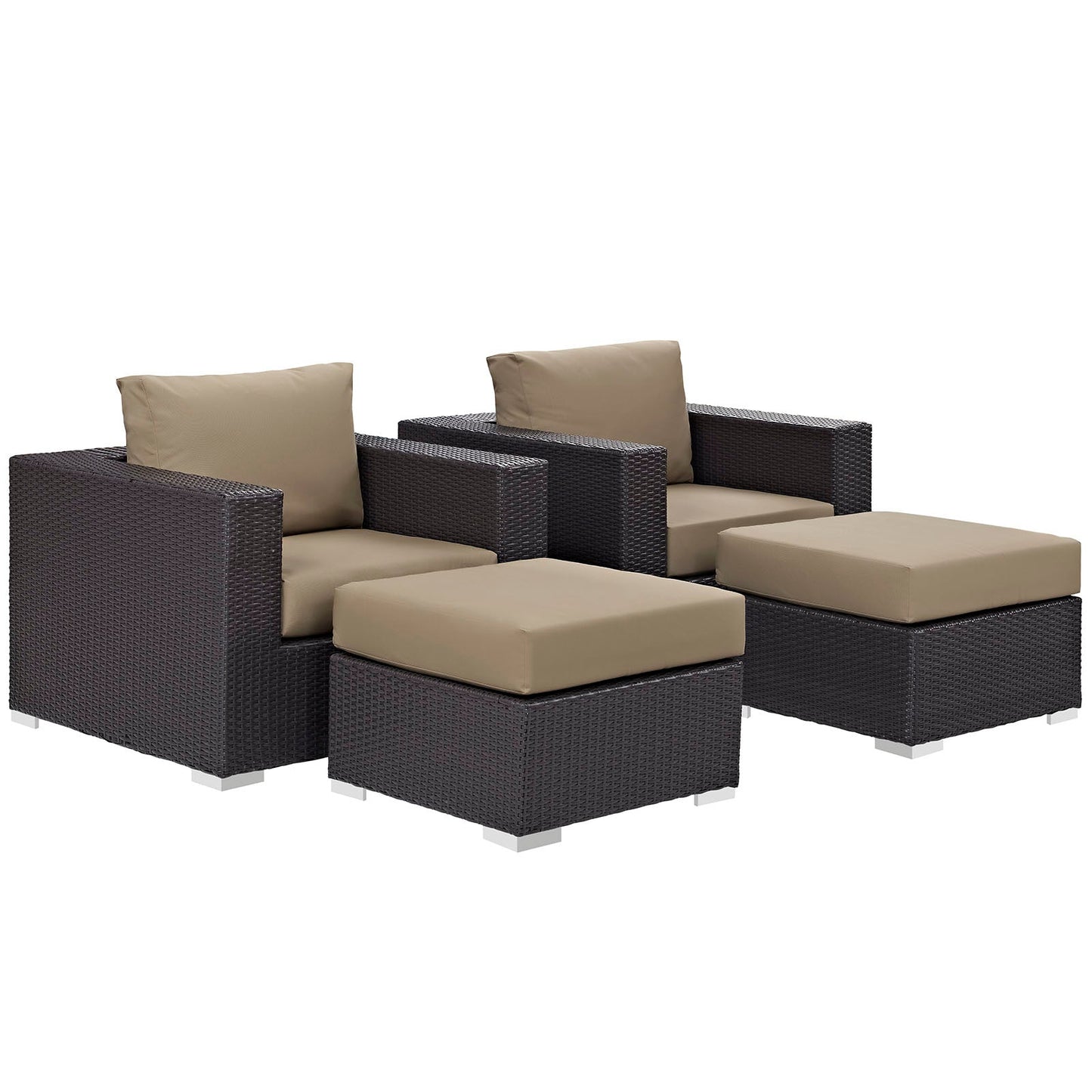 Convene 4 Piece Outdoor Patio Sectional Set Espresso Mocha EEI-2202-EXP-MOC-SET