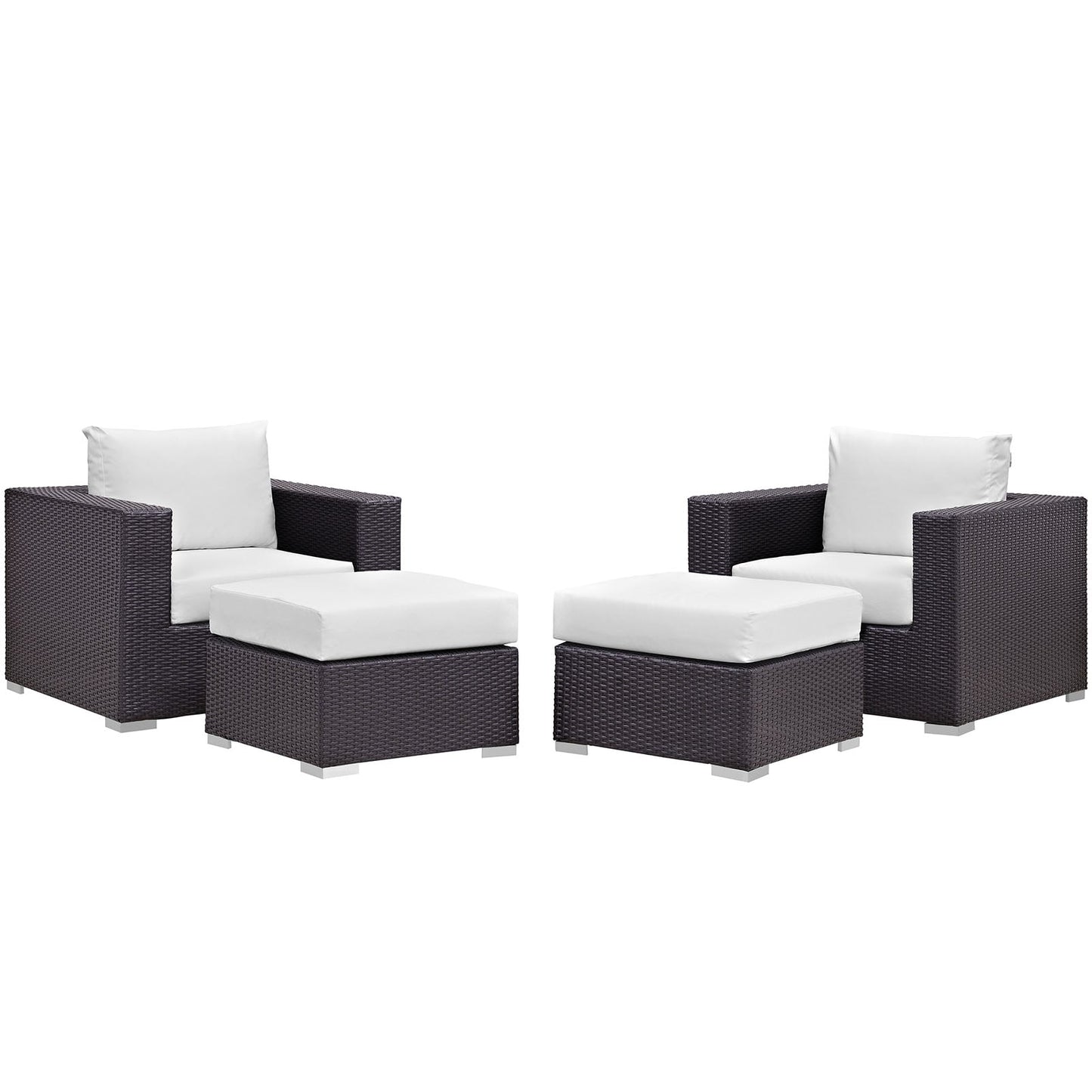 Convene 4 Piece Outdoor Patio Sectional Set Espresso White EEI-2202-EXP-WHI-SET