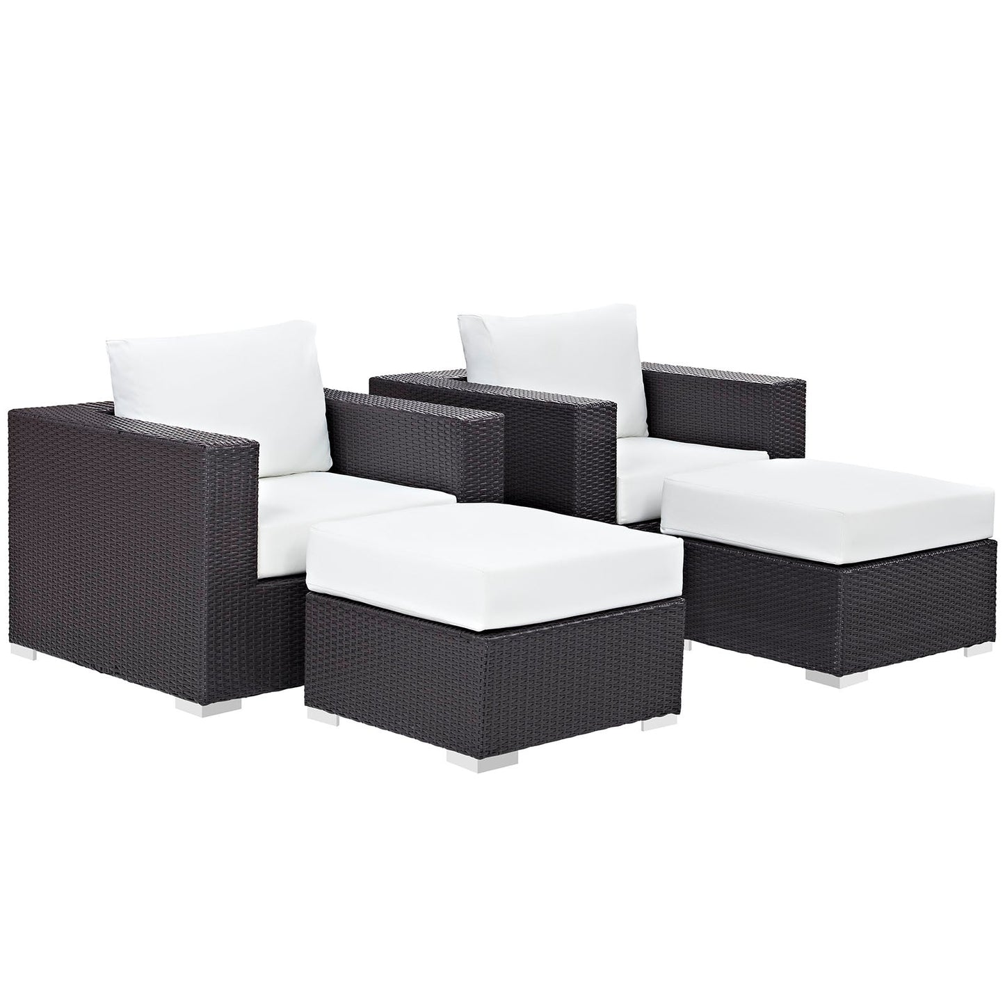 Convene 4 Piece Outdoor Patio Sectional Set Espresso White EEI-2202-EXP-WHI-SET