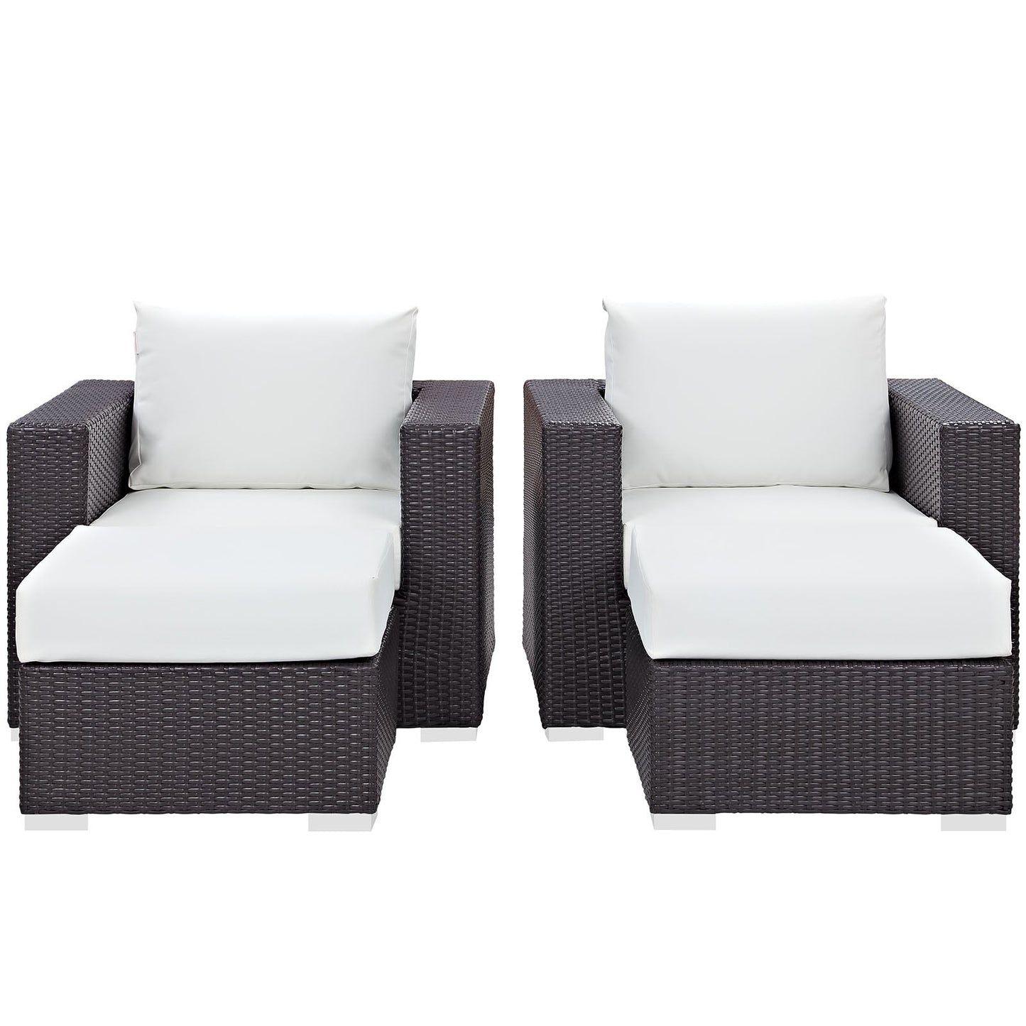 Convene 4 Piece Outdoor Patio Sectional Set Espresso White EEI-2202-EXP-WHI-SET