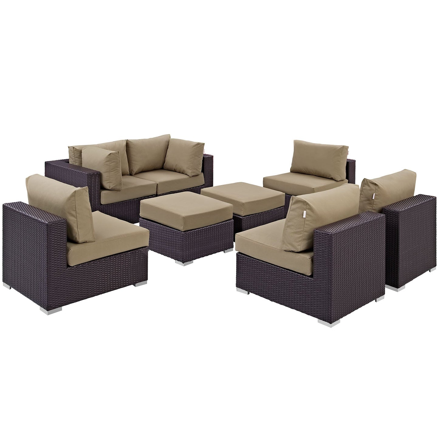 Convene 8 Piece Outdoor Patio Sectional Set Espresso Mocha EEI-2204-EXP-MOC-SET