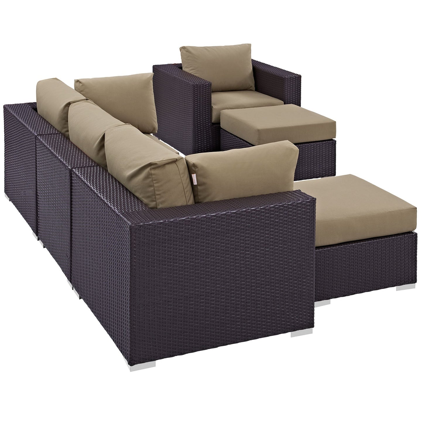 Convene 6 Piece Outdoor Patio Sectional Set Espresso Mocha EEI-2207-EXP-MOC-SET