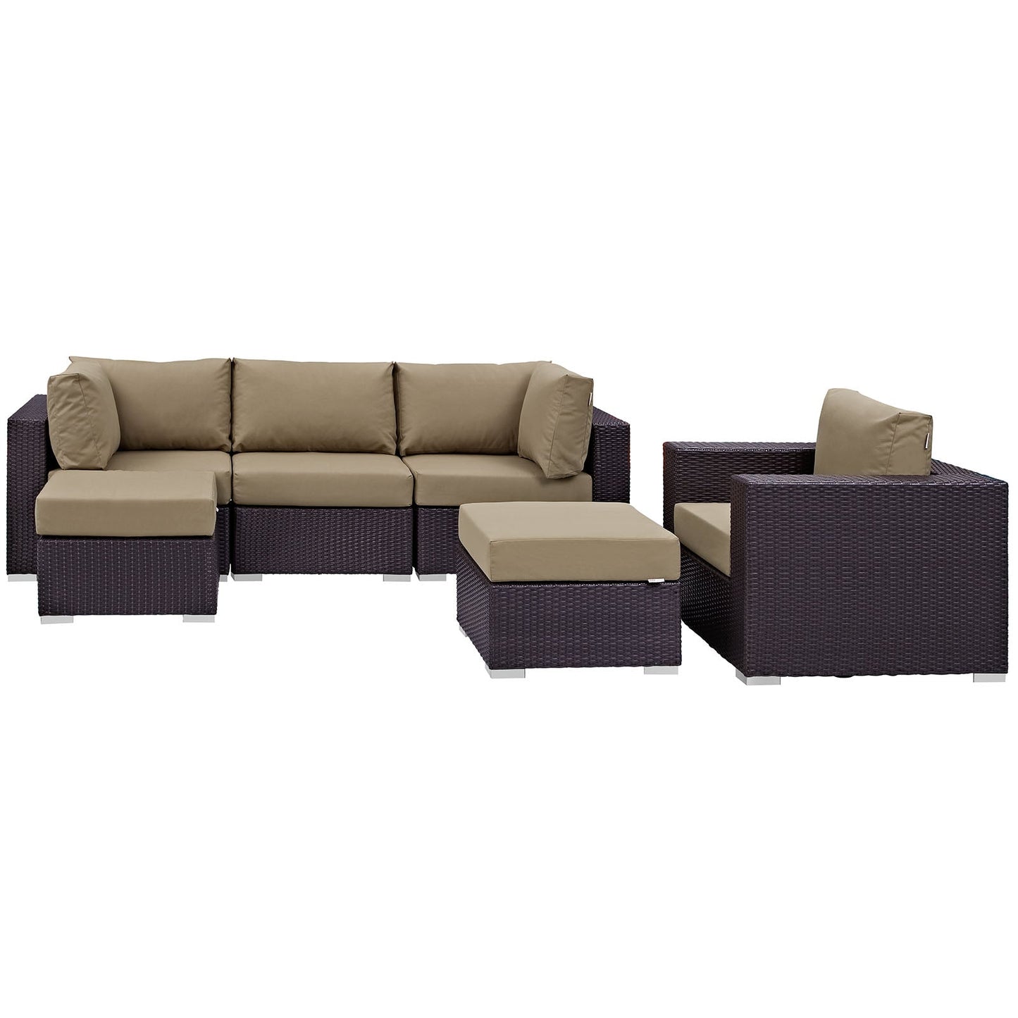 Convene 6 Piece Outdoor Patio Sectional Set Espresso Mocha EEI-2207-EXP-MOC-SET