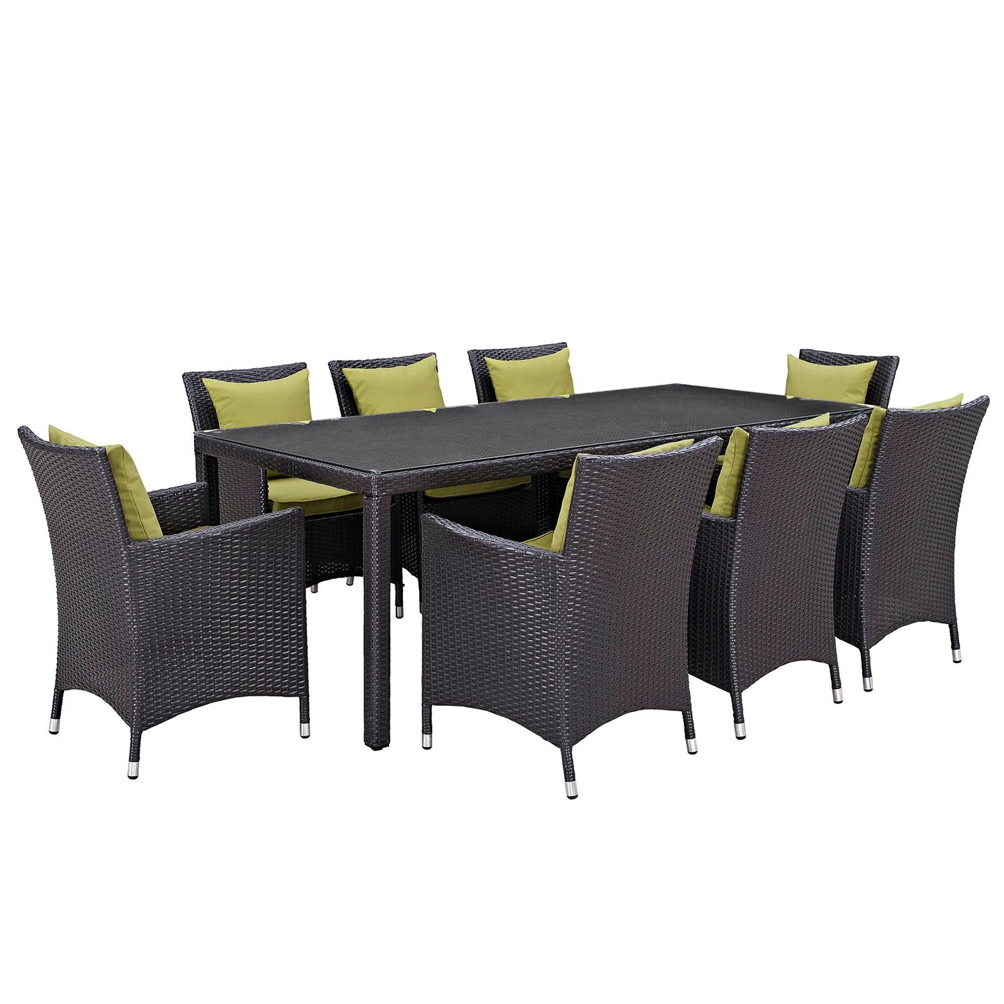 Convene 9 Piece Outdoor Patio Dining Set Espresso Peridot EEI-2217-EXP-PER-SET