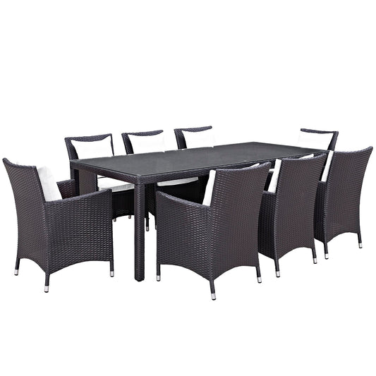 Convene 9 Piece Outdoor Patio Dining Set Espresso White EEI-2217-EXP-WHI-SET