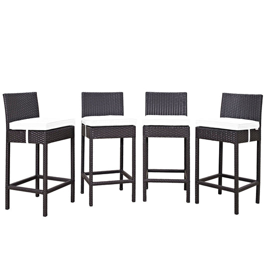 Convene 4 Piece Outdoor Patio Pub Set Espresso White EEI-2218-EXP-WHI-SET