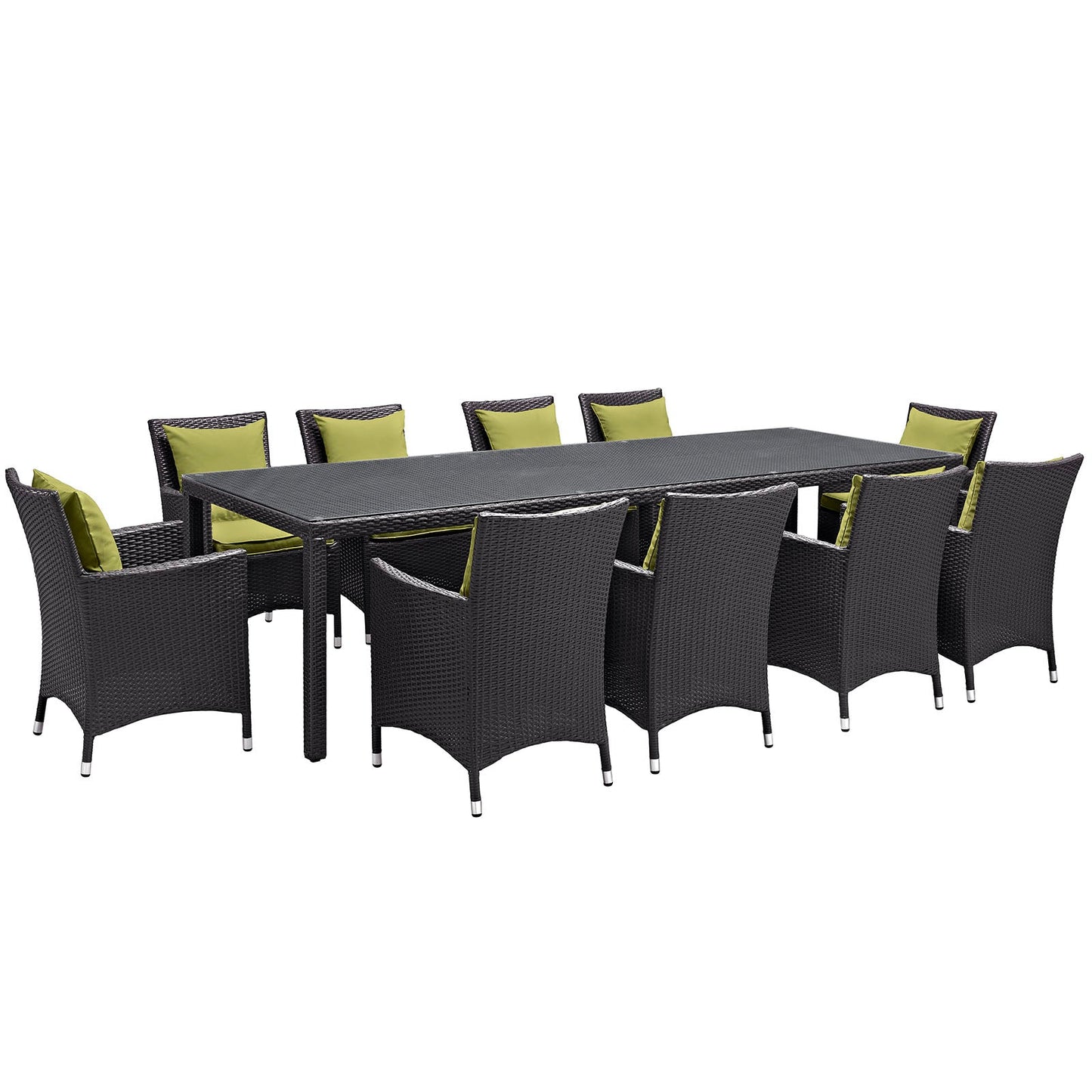 Convene 11 Piece Outdoor Patio Dining Set Espresso Peridot EEI-2219-EXP-PER-SET