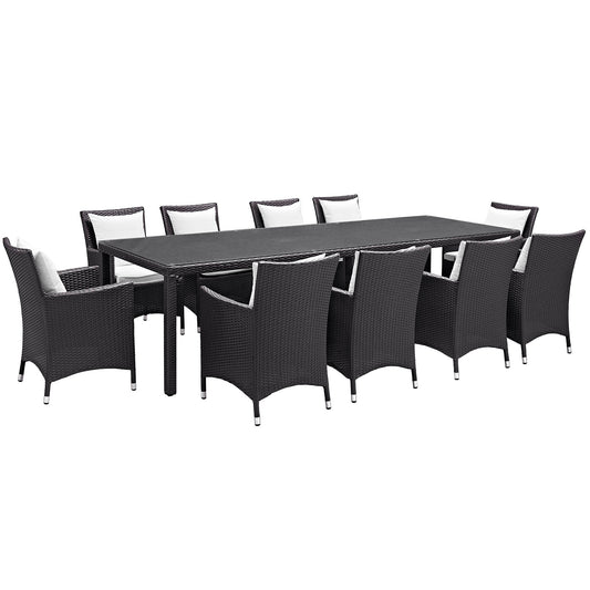 Convene 11 Piece Outdoor Patio Dining Set Espresso White EEI-2219-EXP-WHI-SET