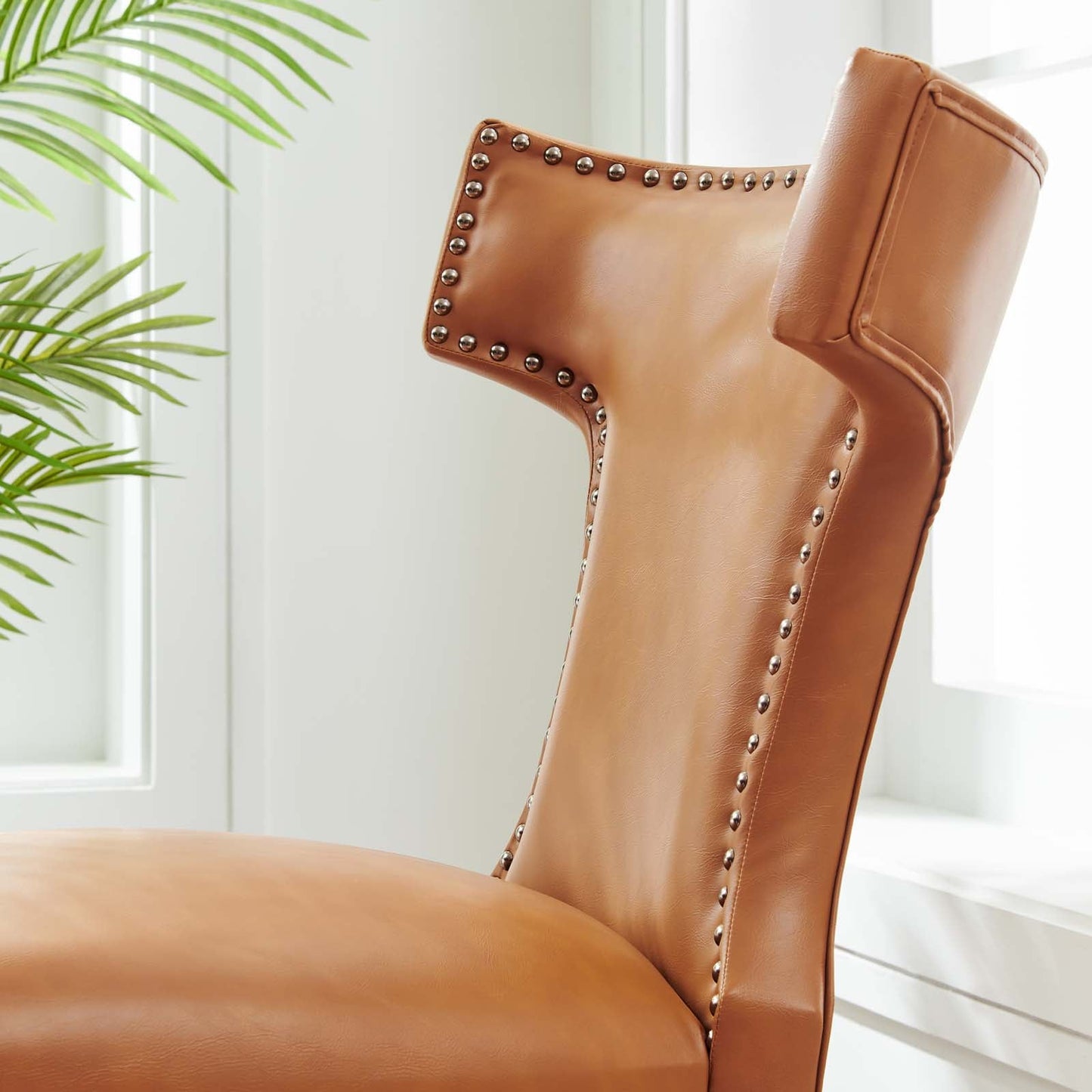 Curve Vegan Leather Dining Chair Tan EEI-2220-TAN