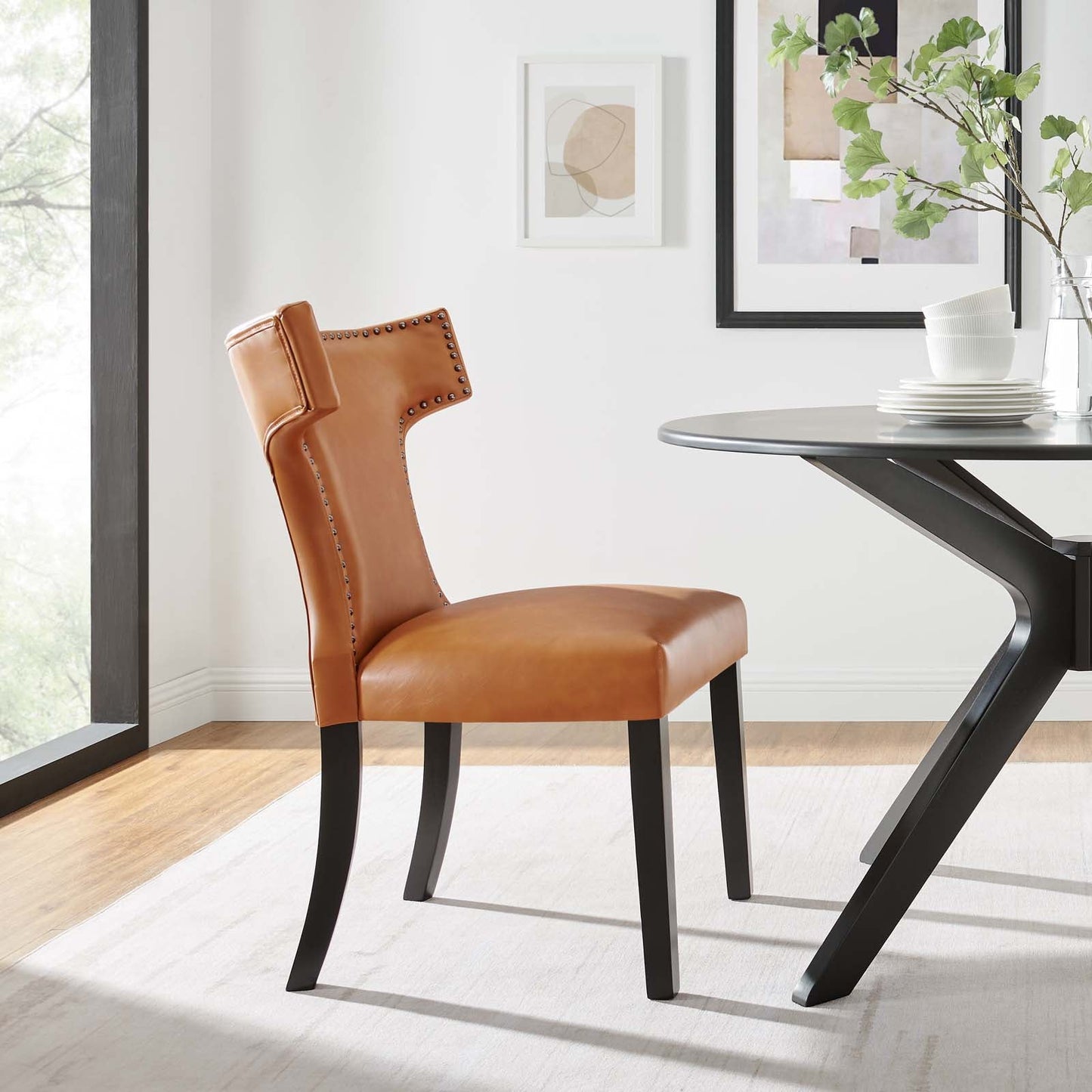 Curve Vegan Leather Dining Chair Tan EEI-2220-TAN