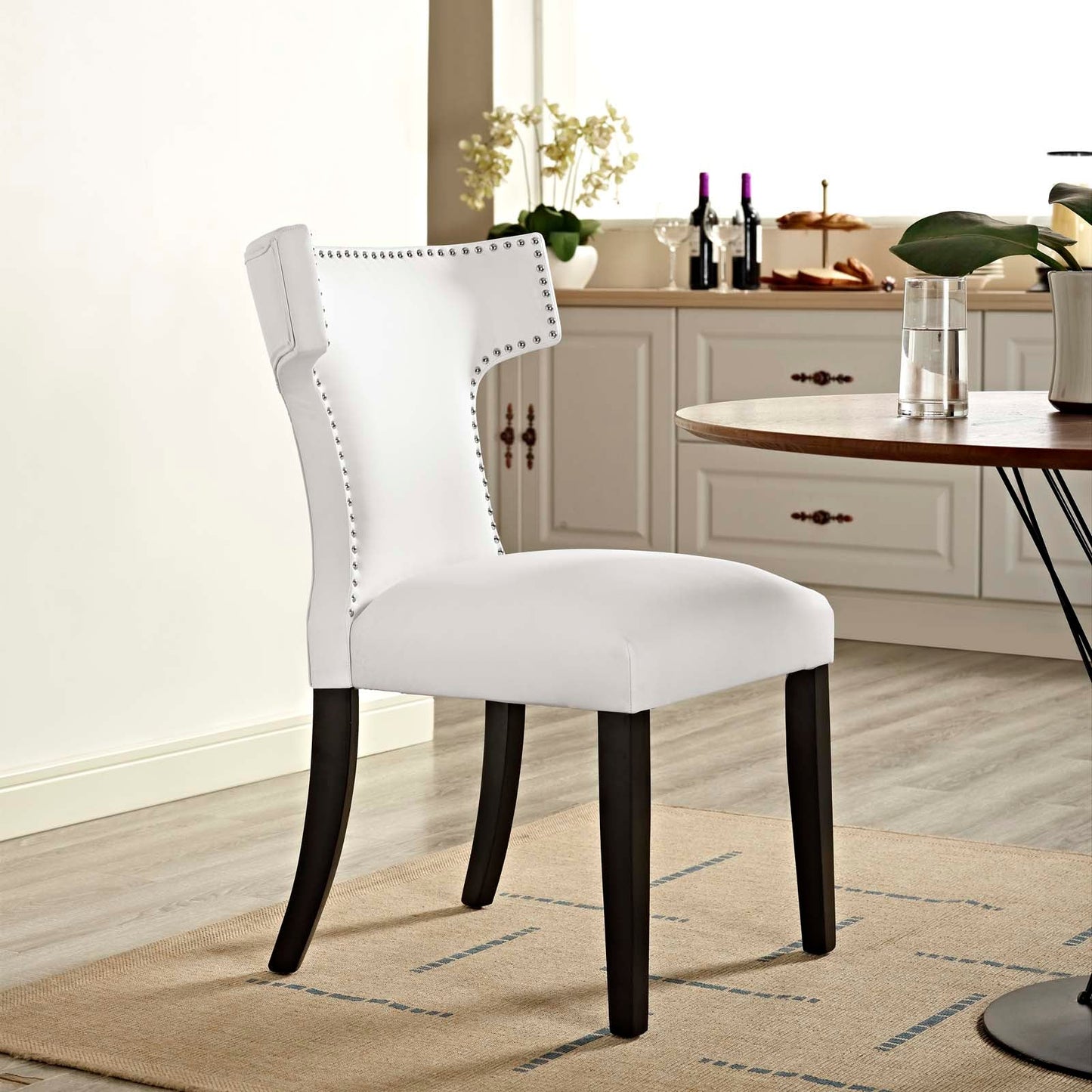 Curve Vegan Leather Dining Chair White EEI-2220-WHI