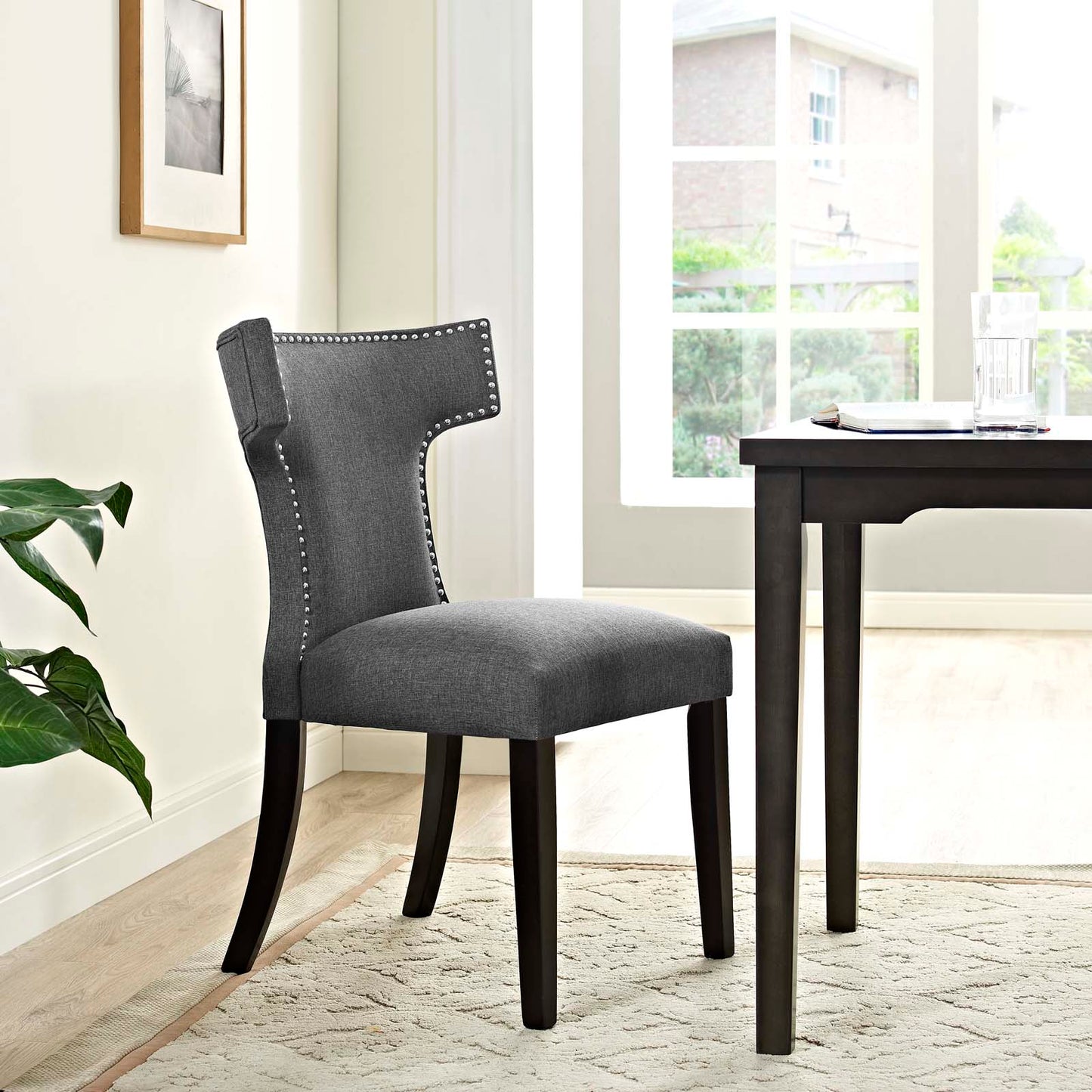 Curve Fabric Dining Chair Gray EEI-2221-GRY