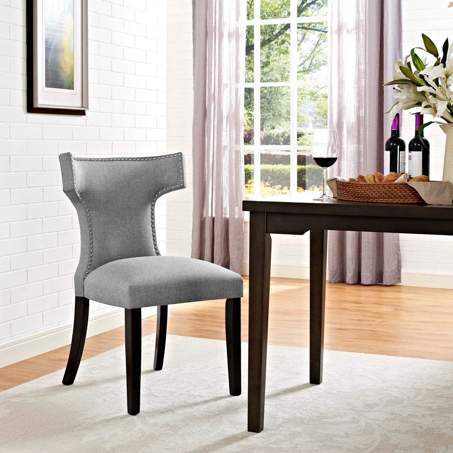 Curve Fabric Dining Chair Light Gray EEI-2221-LGR