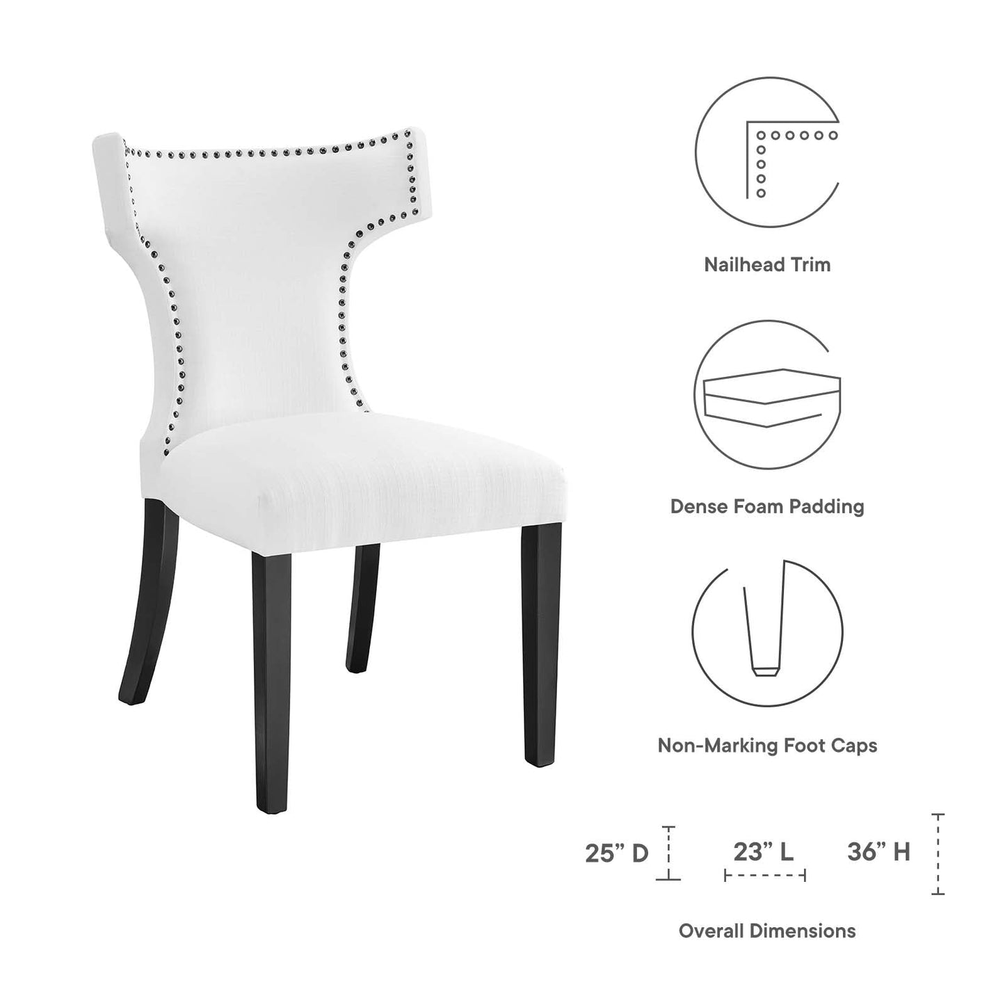 Curve Fabric Dining Chair White EEI-2221-WHI