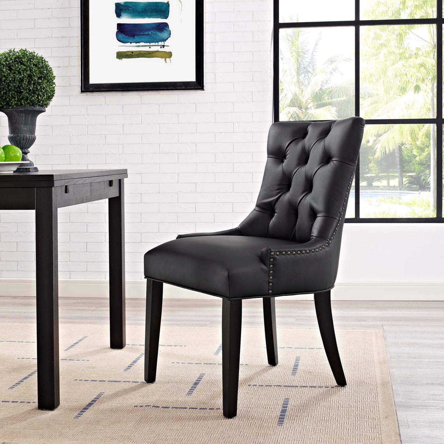 Regent Tufted Vegan Leather Dining Chair Black EEI-2222-BLK