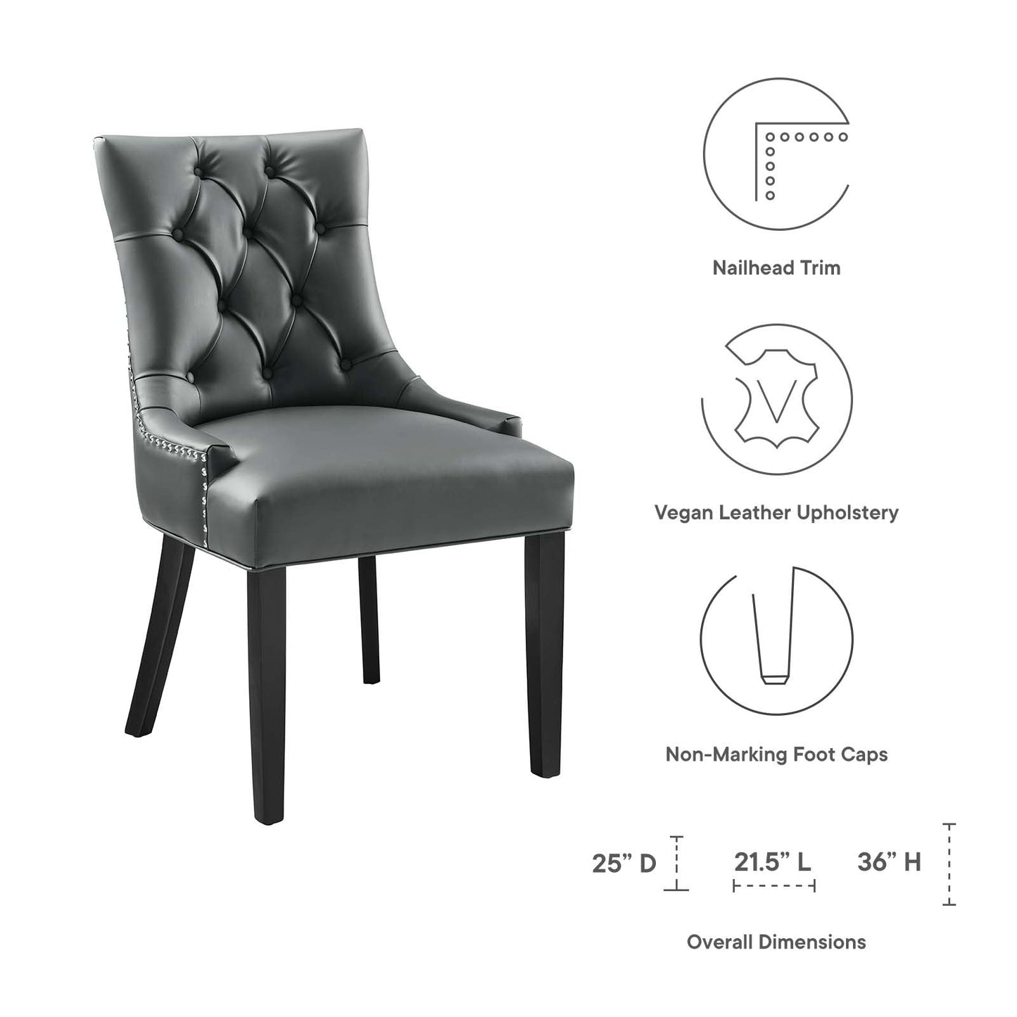 Regent Tufted Vegan Leather Dining Chair Gray EEI-2222-GRY