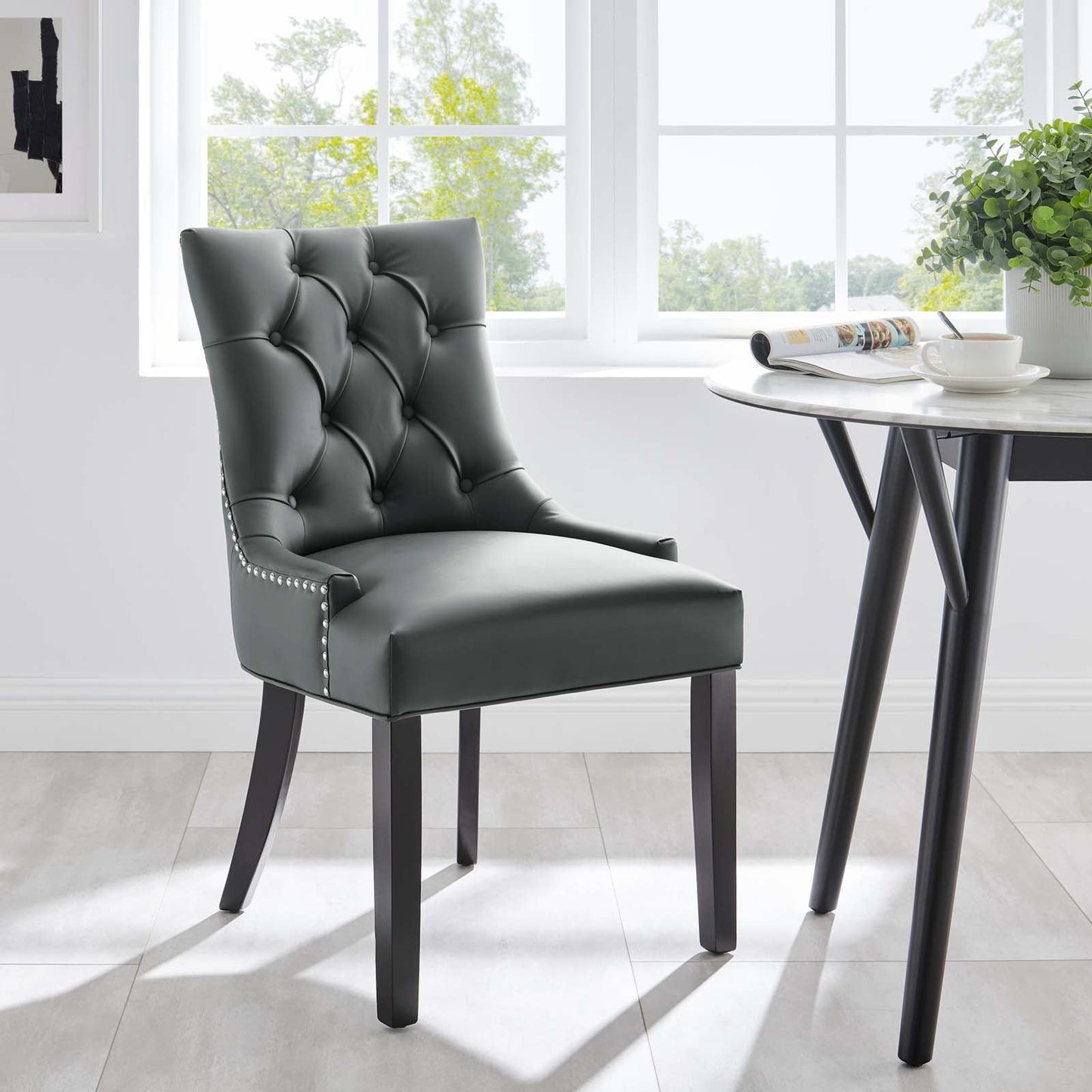 Regent Tufted Vegan Leather Dining Chair Gray EEI-2222-GRY