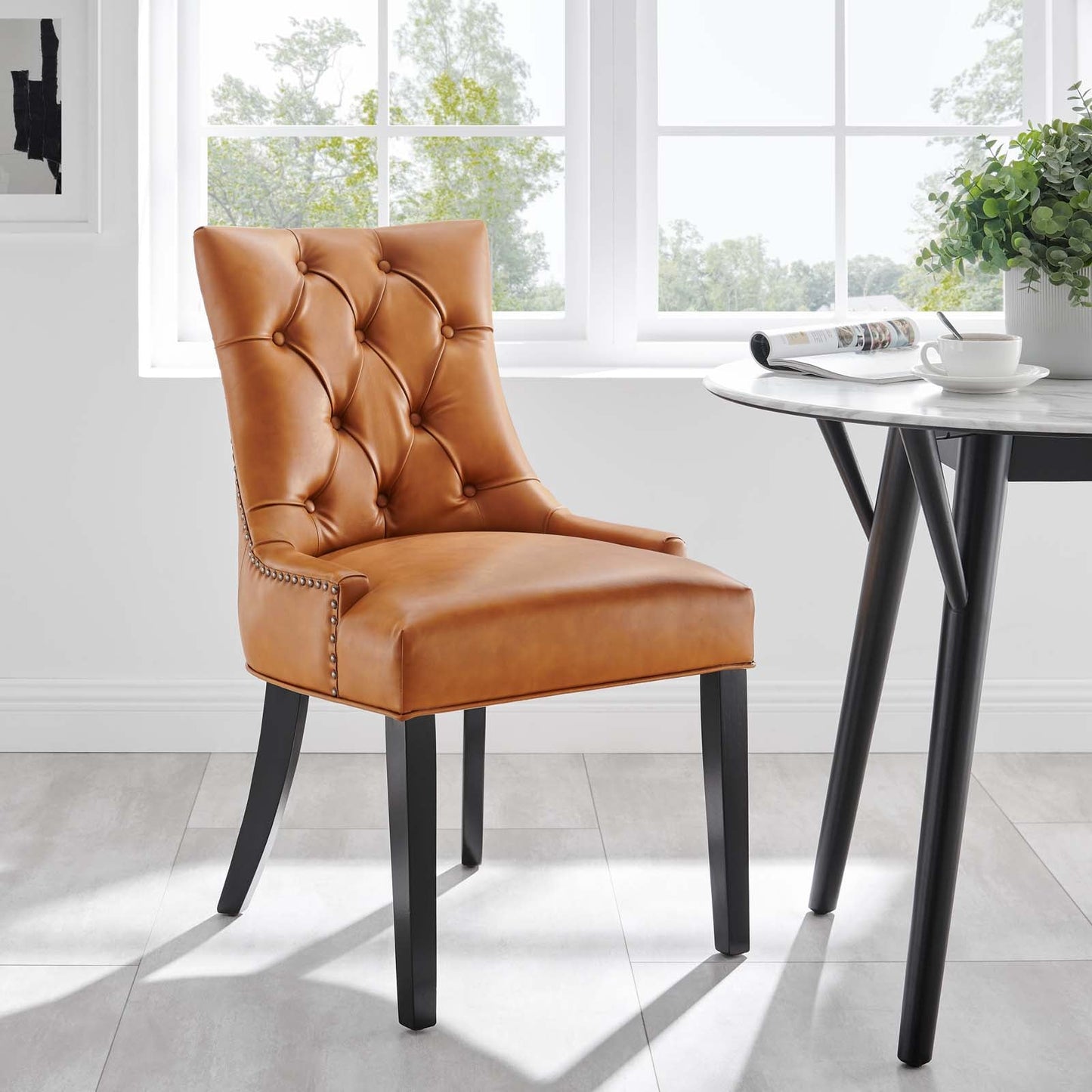 Regent Tufted Vegan Leather Dining Chair Tan EEI-2222-TAN