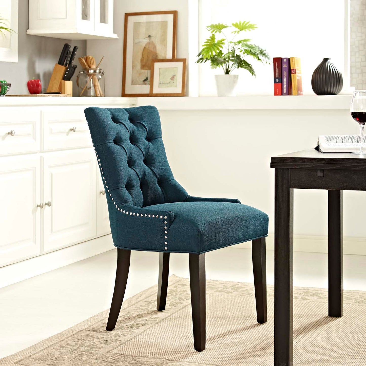 Regent Tufted Fabric Dining Chair Azure EEI-2223-AZU