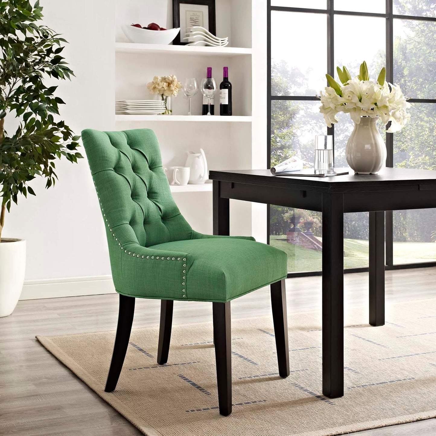 Regent Tufted Fabric Dining Chair Kelly Green EEI-2223-GRN