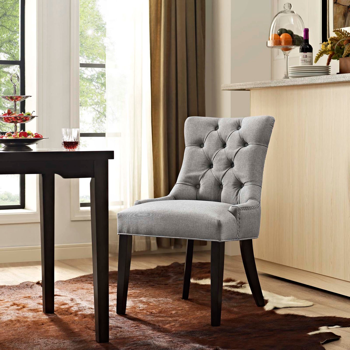 Regent Tufted Fabric Dining Chair Light Gray EEI-2223-LGR