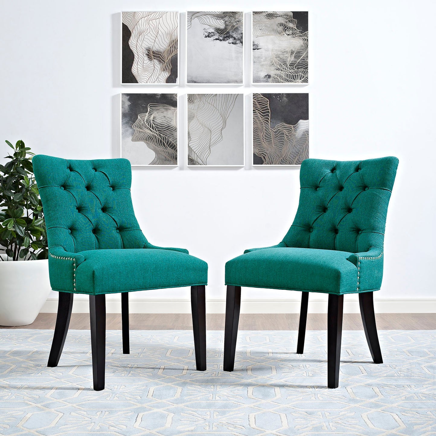 Regent Tufted Fabric Dining Chair Teal EEI-2223-TEA