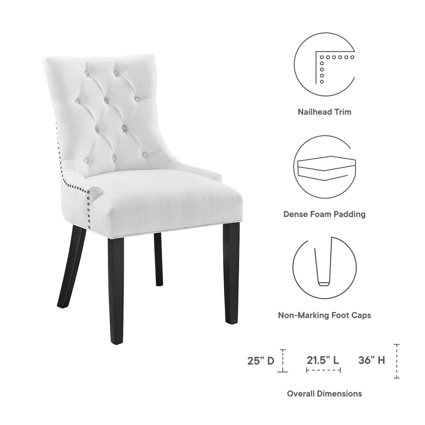 Regent Tufted Fabric Dining Chair White EEI-2223-WHI