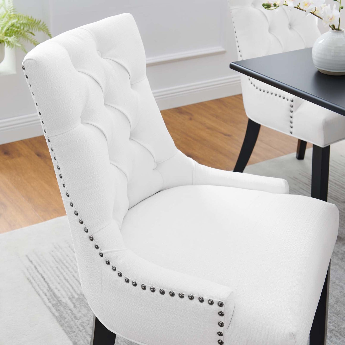 Regent Tufted Fabric Dining Chair White EEI-2223-WHI