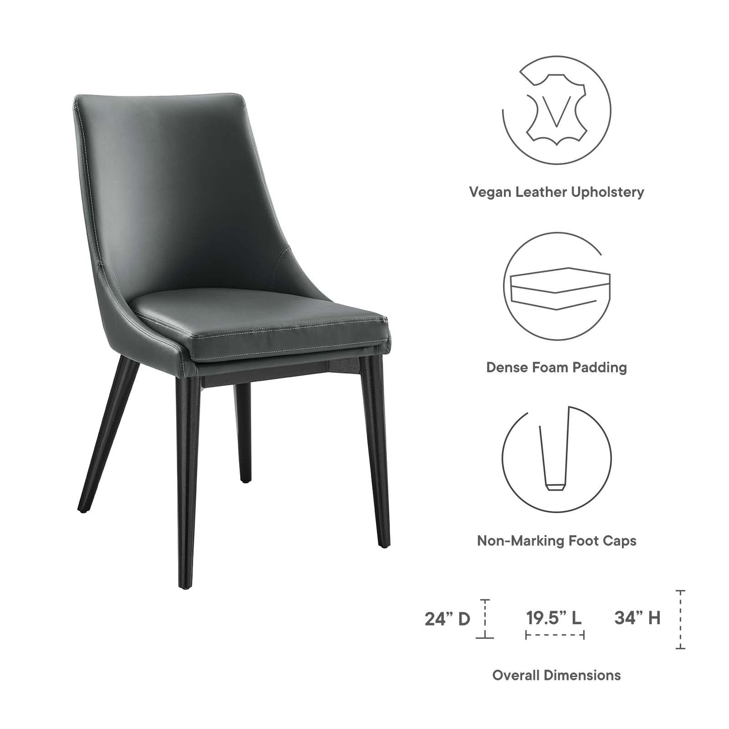 Viscount Vegan Leather Dining Chair Gray EEI-2226-GRY