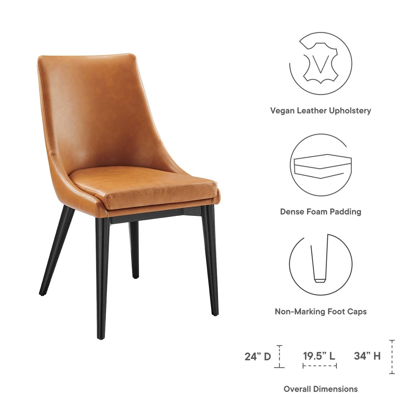 Viscount Vegan Leather Dining Chair Tan EEI-2226-TAN