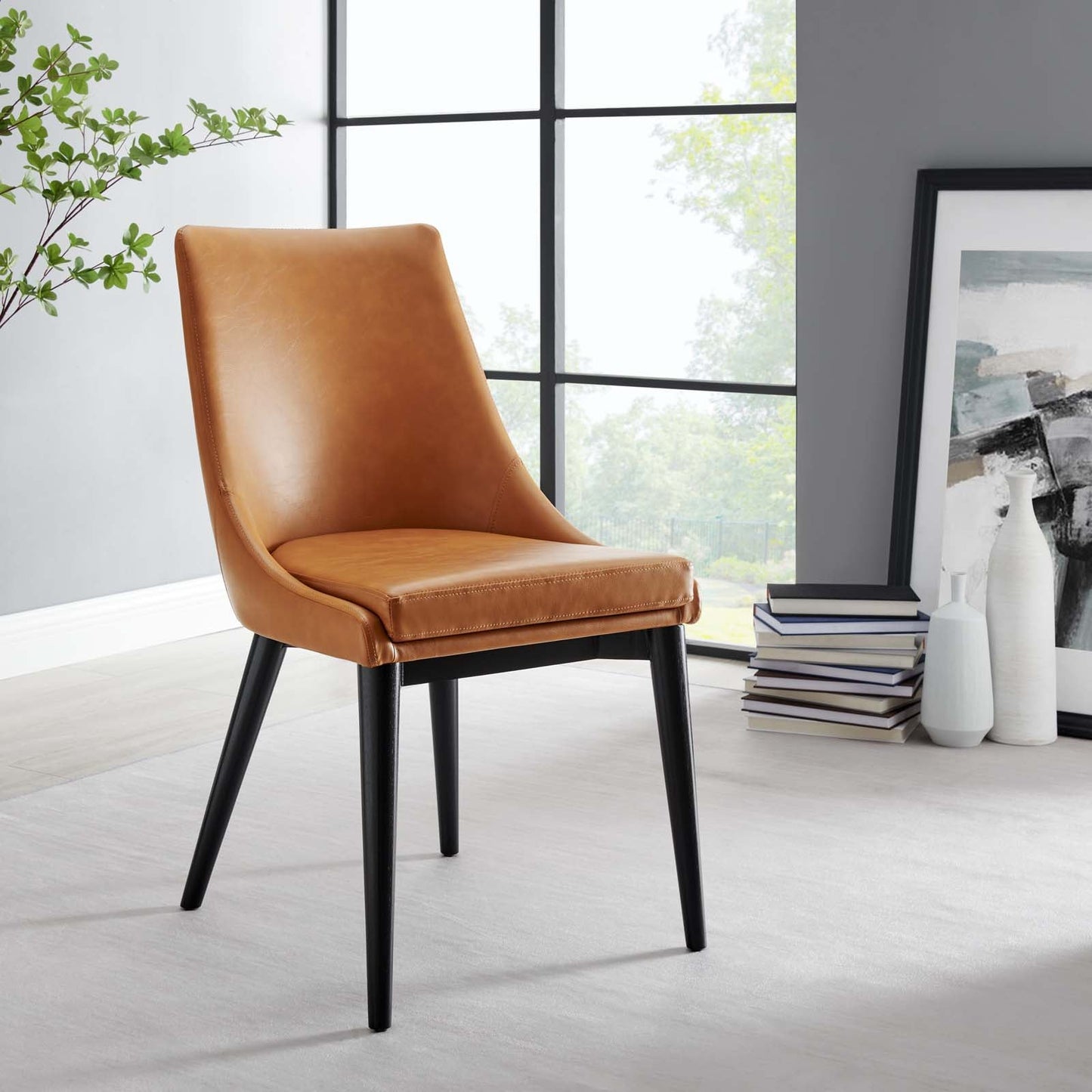 Viscount Vegan Leather Dining Chair Tan EEI-2226-TAN