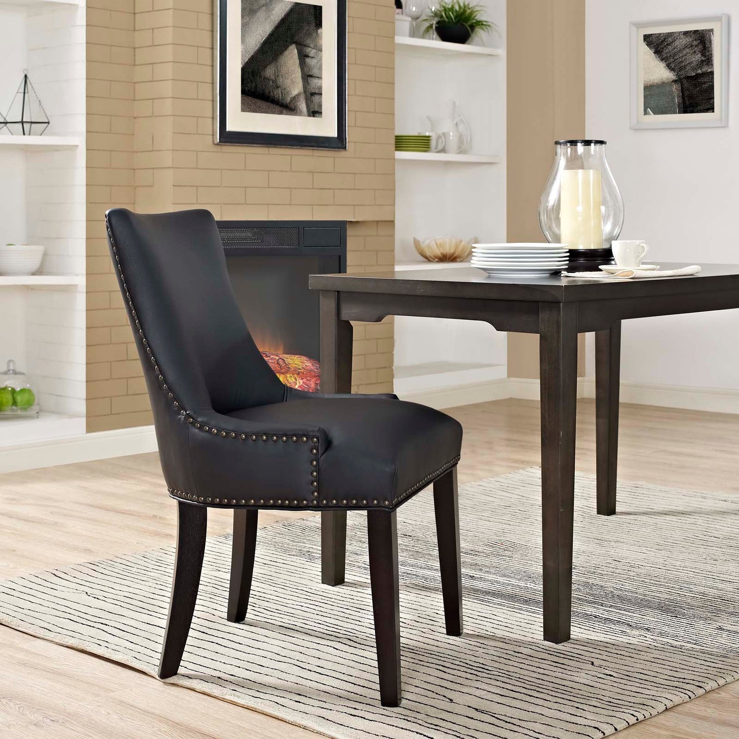 Marquis Vegan Leather Dining Chair Black EEI-2228-BLK