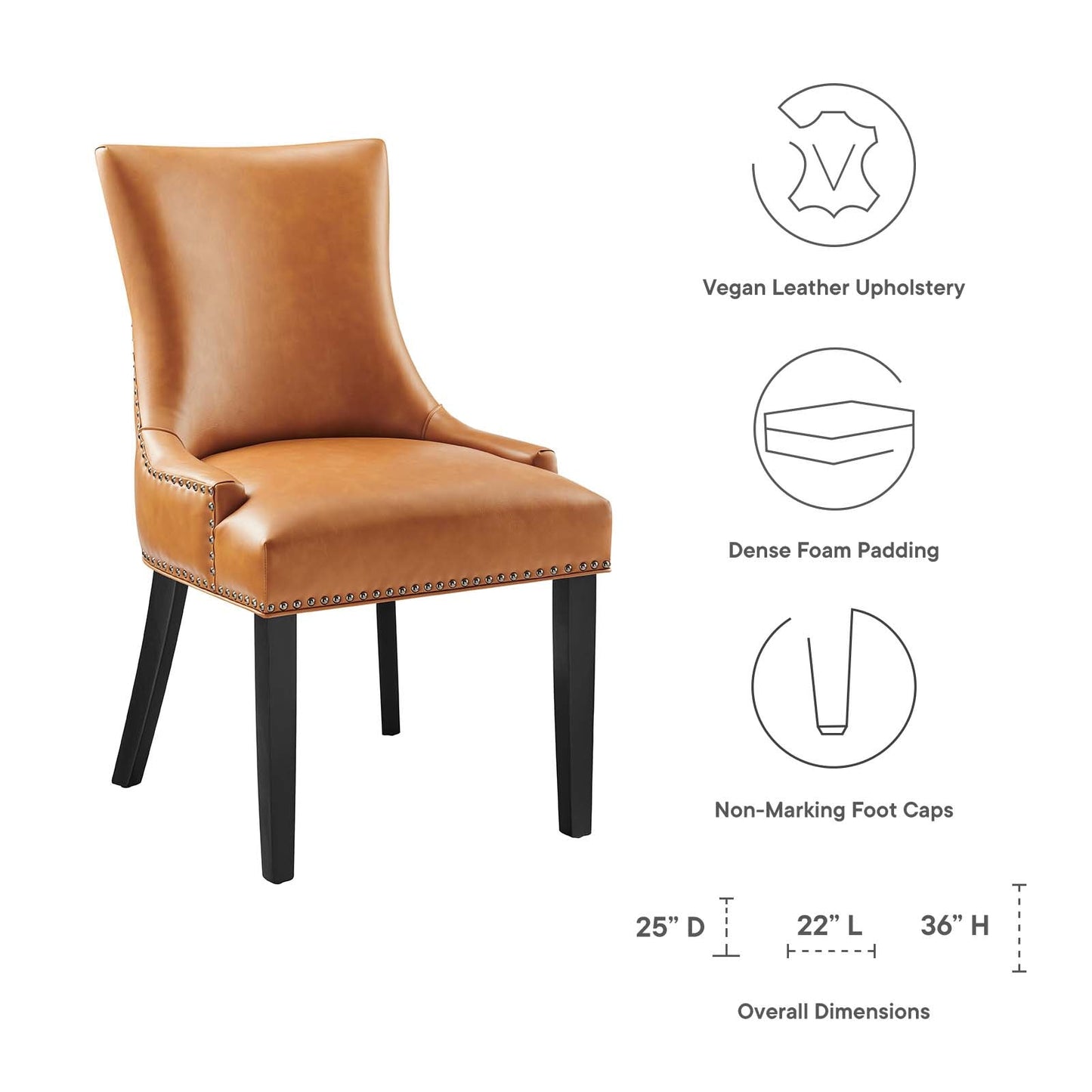 Marquis Vegan Leather Dining Chair Tan EEI-2228-TAN