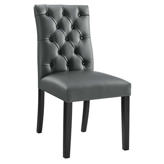 Duchess Button Tufted Vegan Leather Dining Chair Gray EEI-2230-GRY