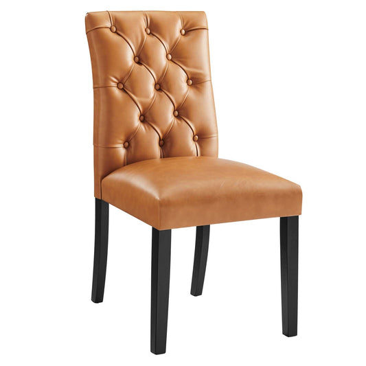 Duchess Button Tufted Vegan Leather Dining Chair Tan EEI-2230-TAN