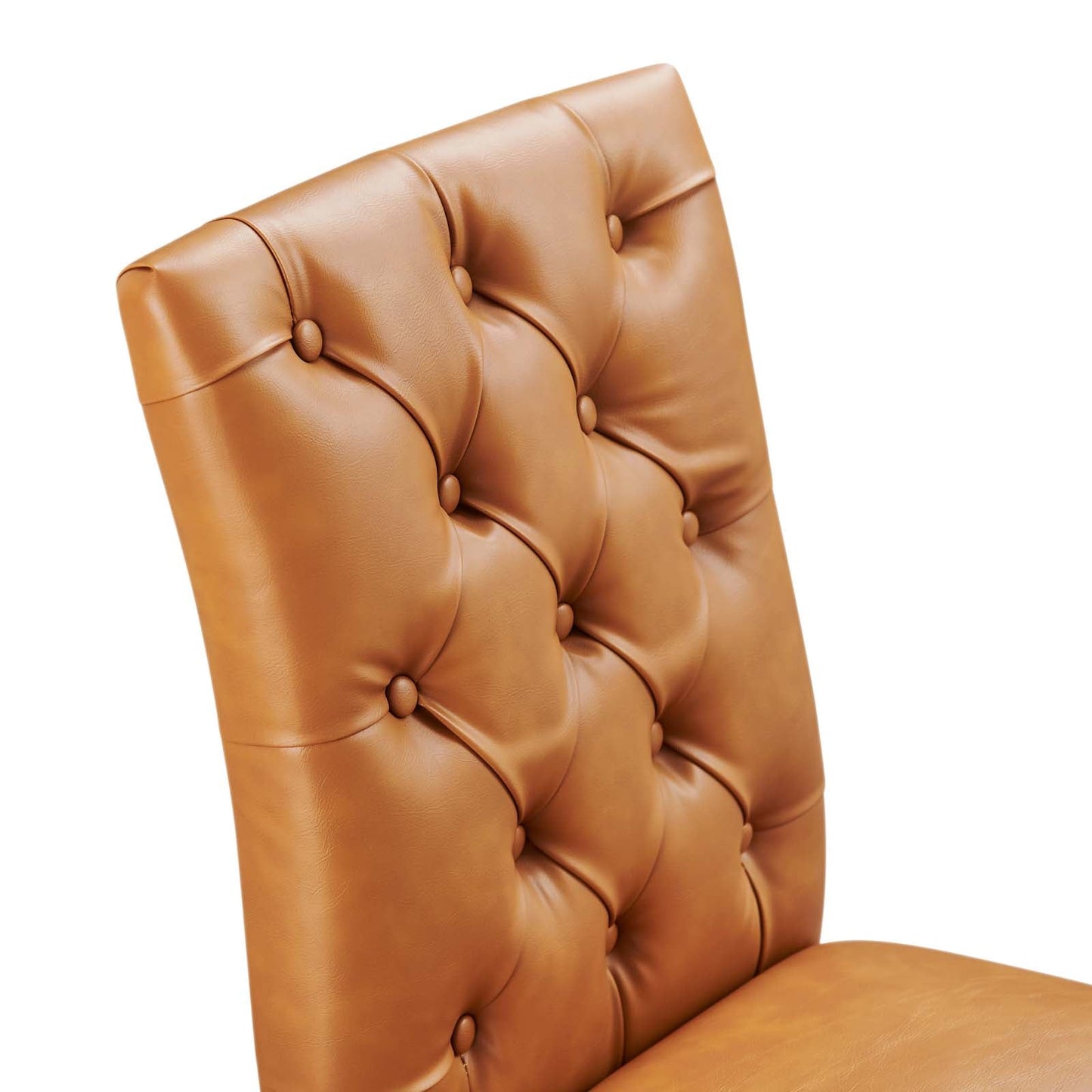 Duchess Button Tufted Vegan Leather Dining Chair Tan EEI-2230-TAN