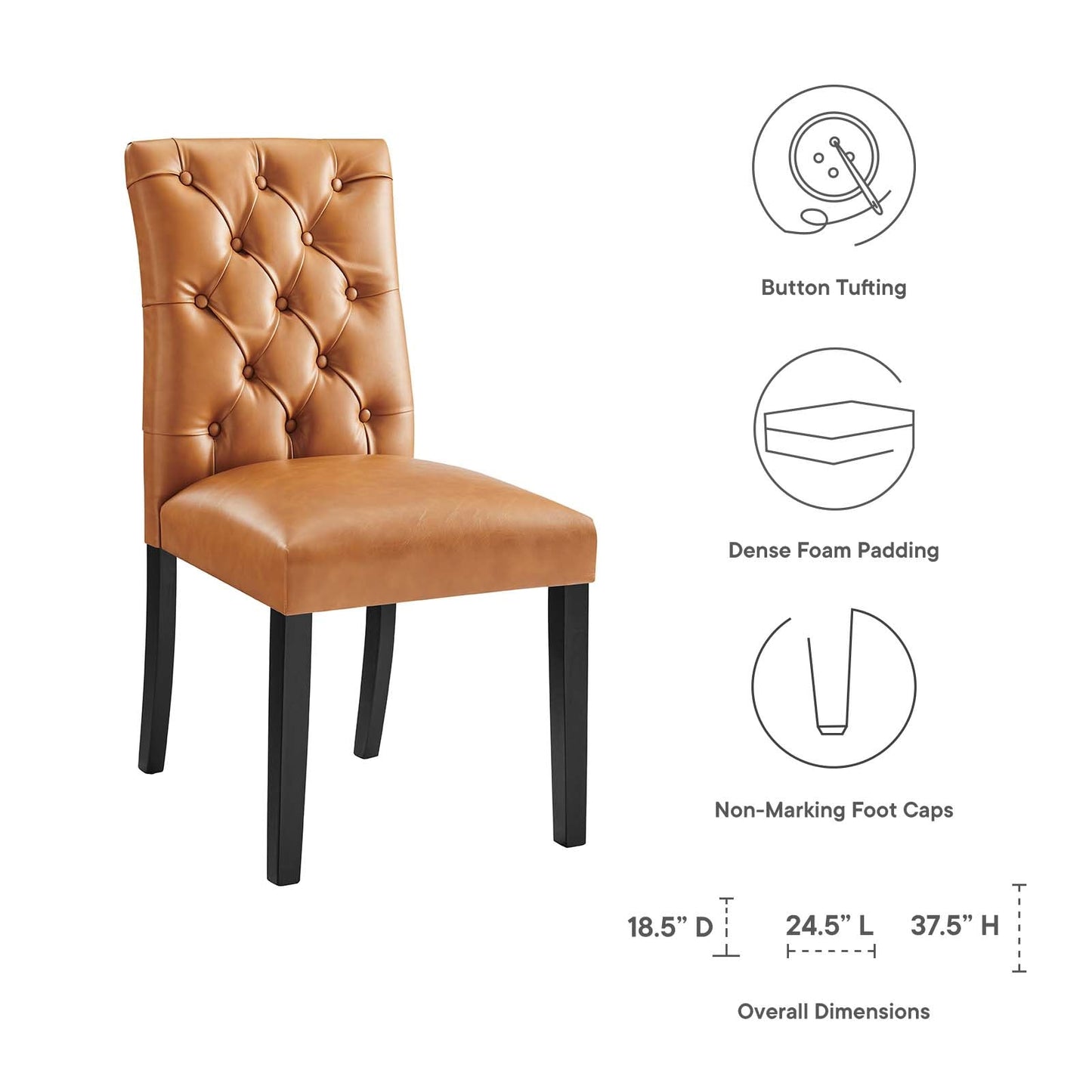 Duchess Button Tufted Vegan Leather Dining Chair Tan EEI-2230-TAN