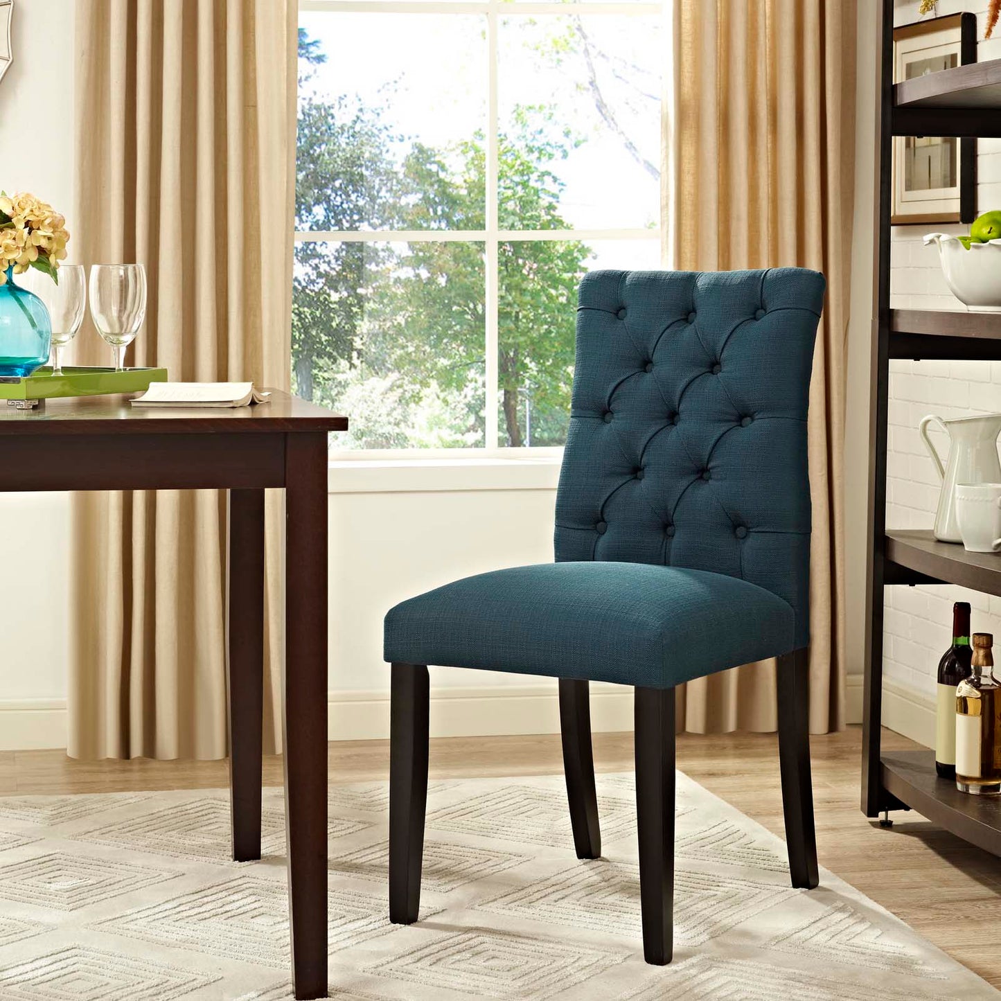 Duchess Button Tufted Fabric Dining Chair Azure EEI-2231-AZU