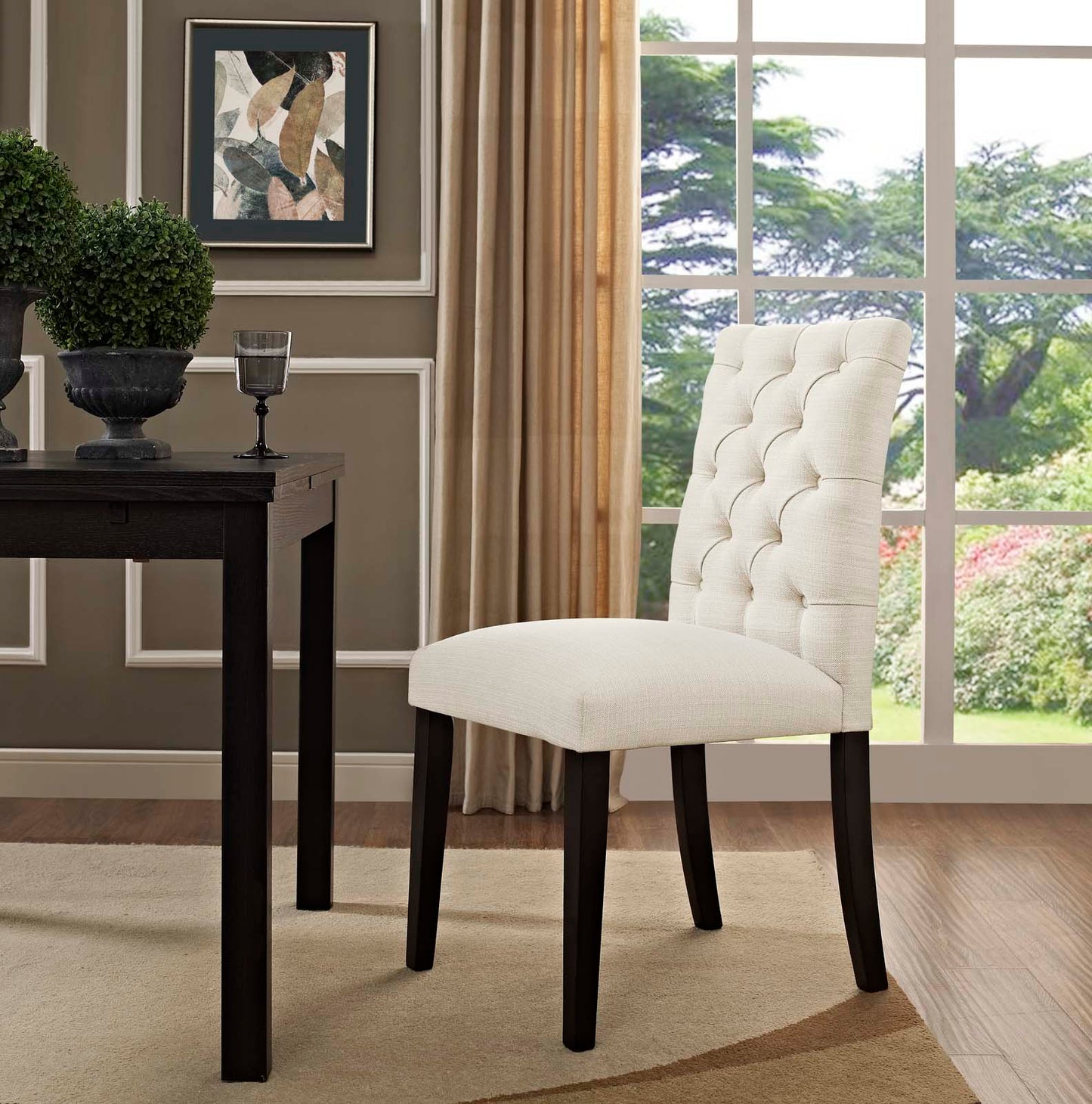 Duchess Button Tufted Fabric Dining Chair Beige EEI-2231-BEI