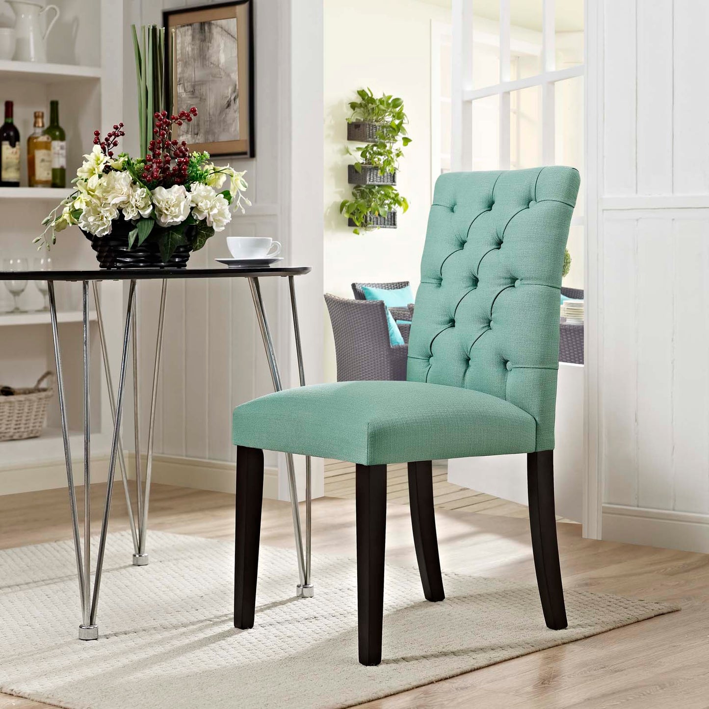 Duchess Button Tufted Fabric Dining Chair Laguna EEI-2231-LAG