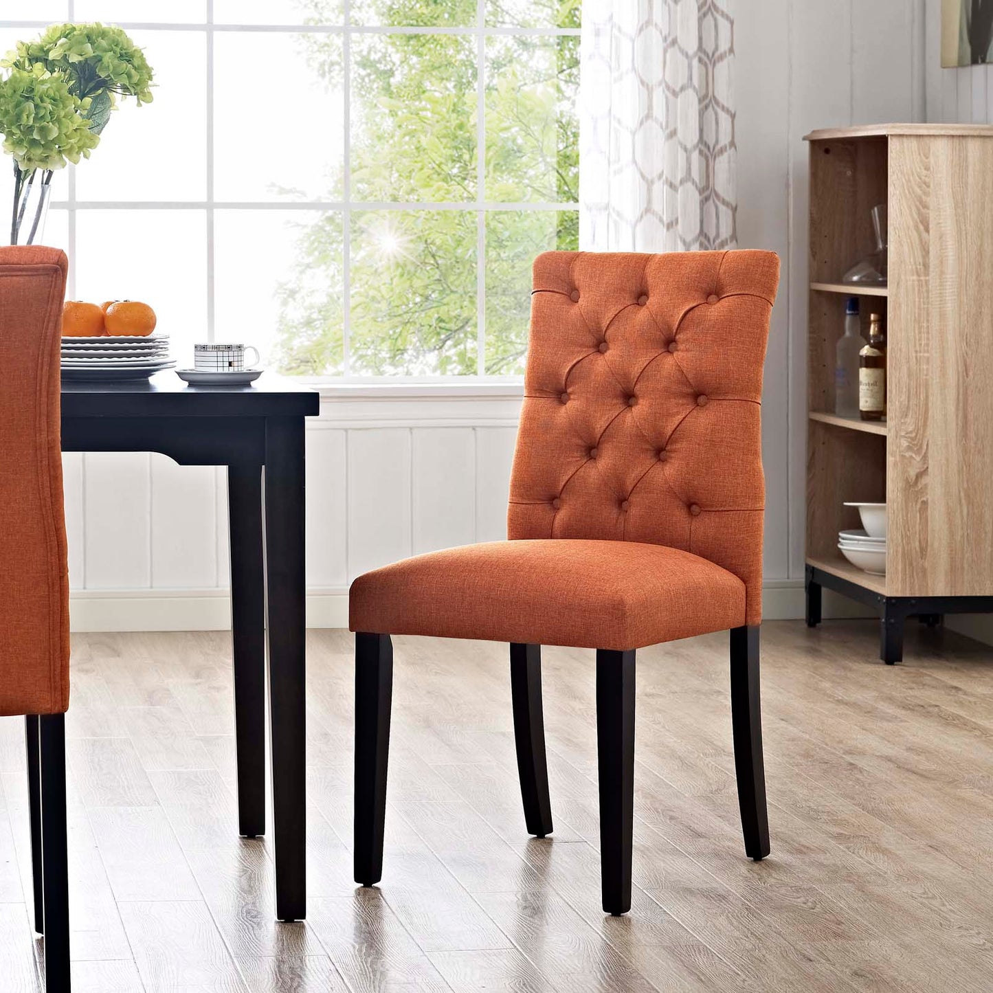 Duchess Button Tufted Fabric Dining Chair Orange EEI-2231-ORA