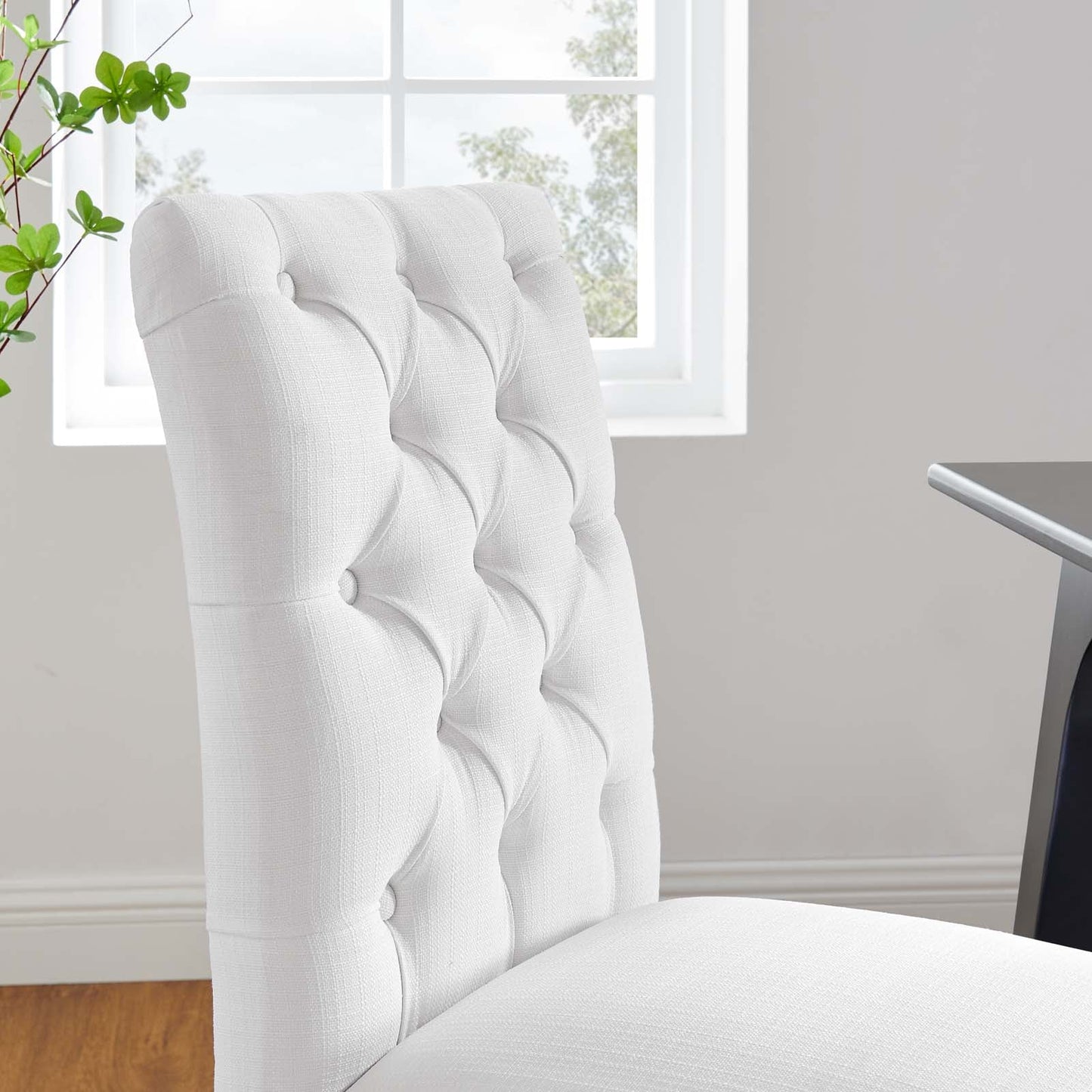 Duchess Button Tufted Fabric Dining Chair White EEI-2231-WHI