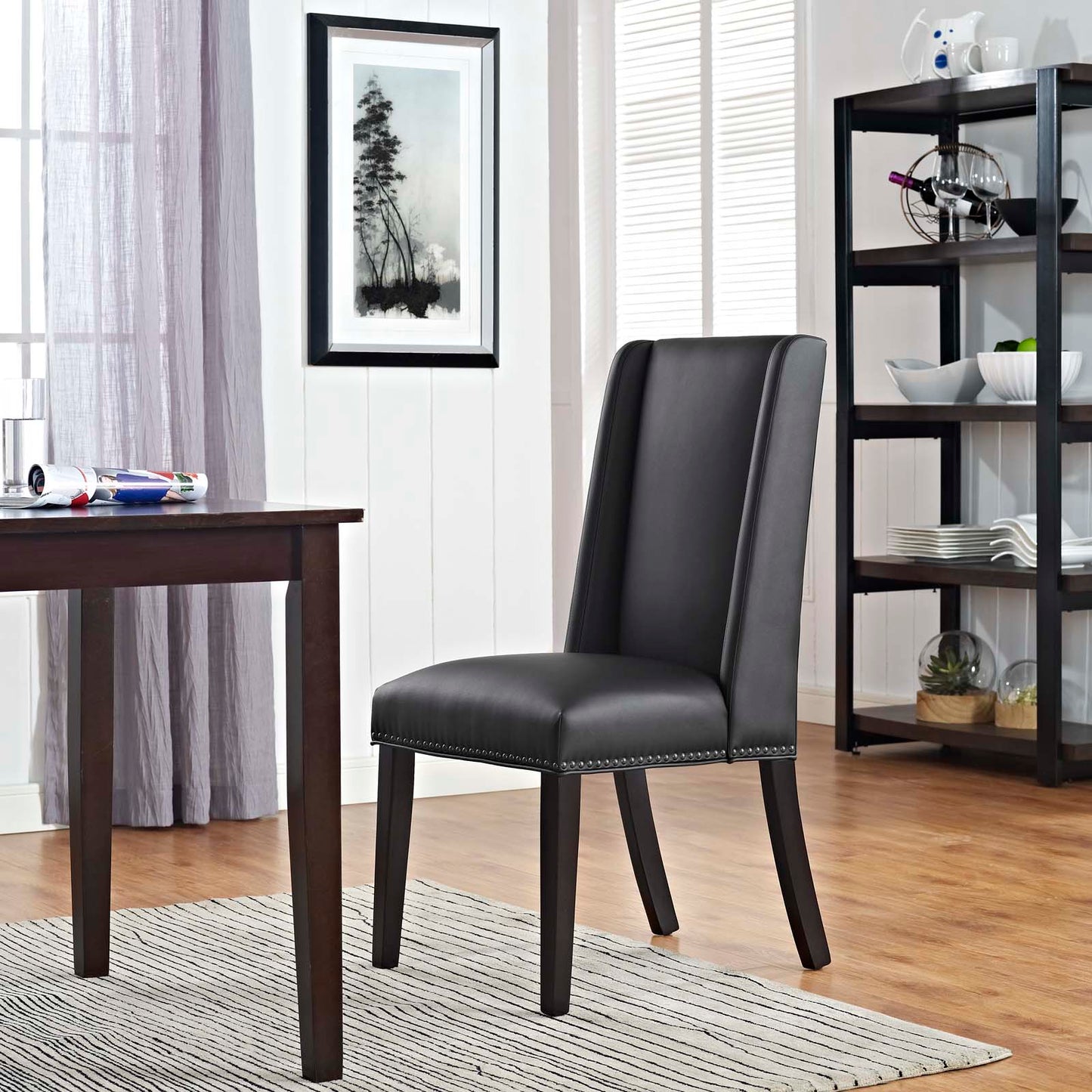 Baron Vegan Leather Dining Chair Black EEI-2232-BLK