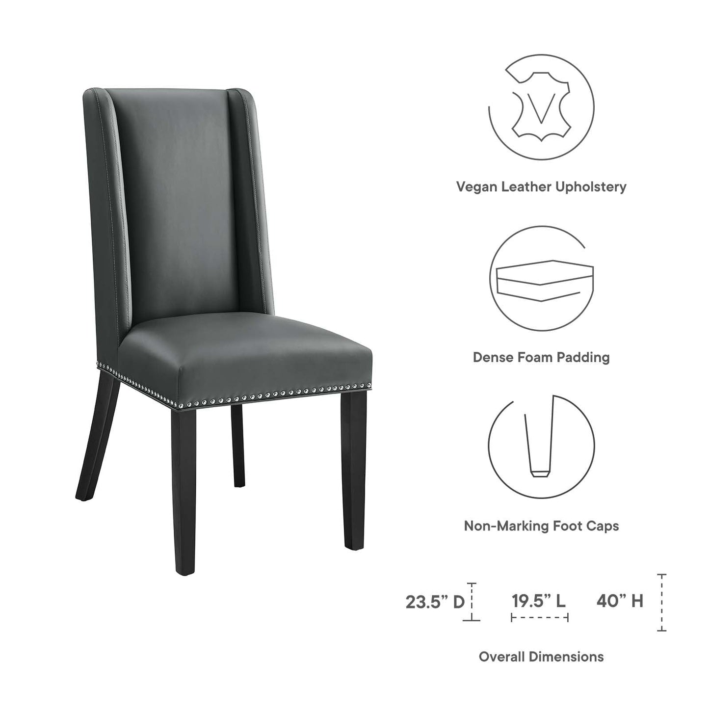 Baron Vegan Leather Dining Chair Gray EEI-2232-GRY